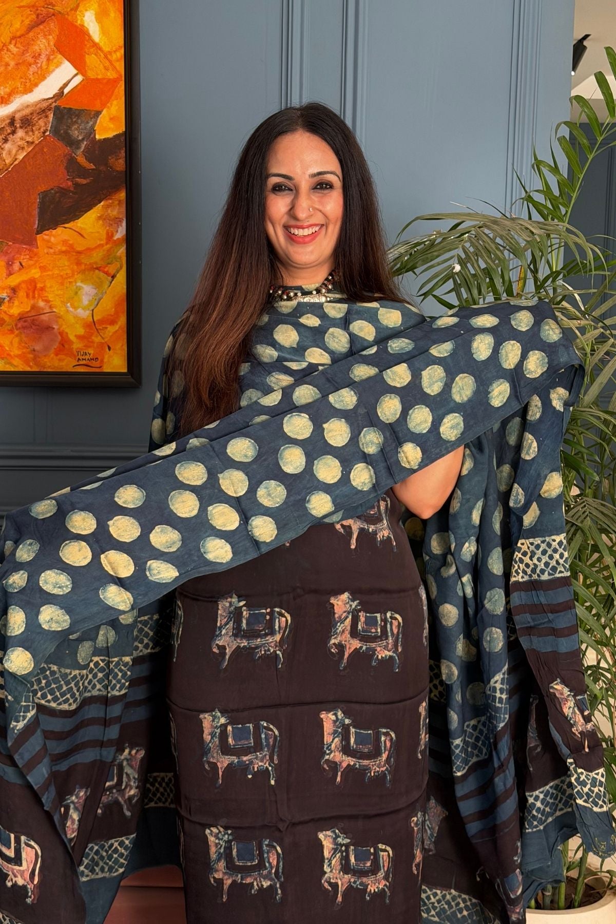 Pomegranate peel Handblock on Premium Modal fabric!!
