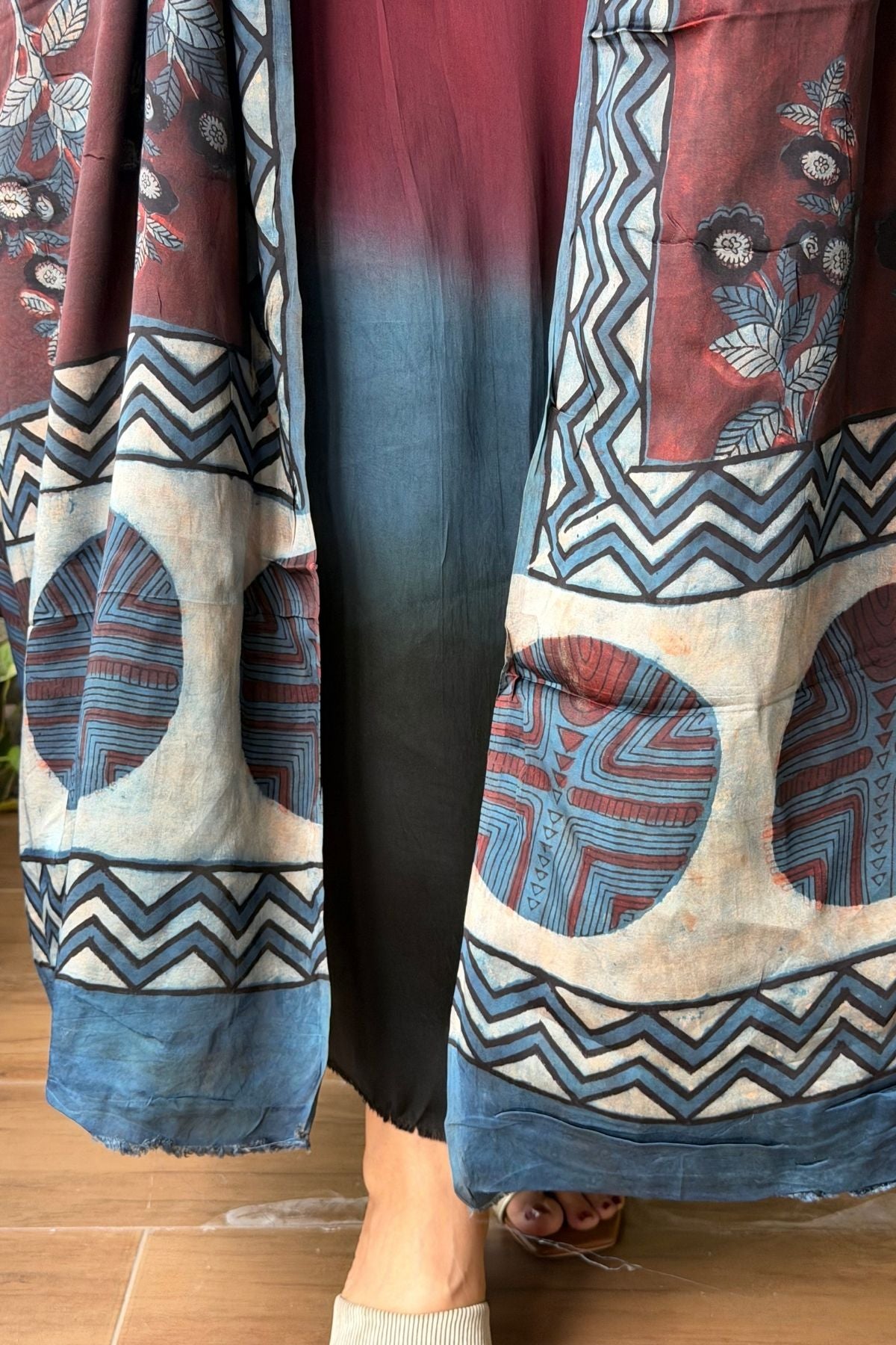 Ombré dyed modal kurta fabric with vegetable Handblock dyed dupatta!!