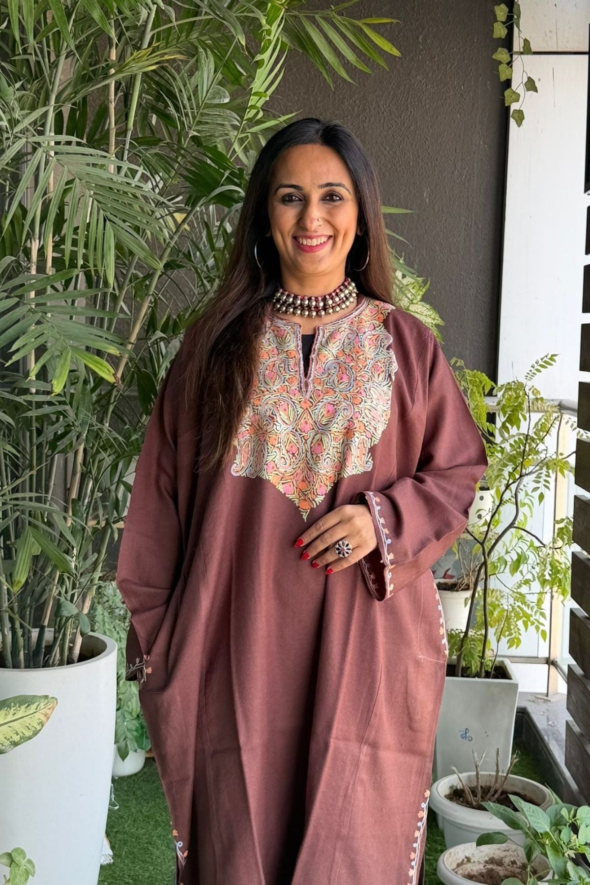 Woollen Kashmiri Phiran with Aari work