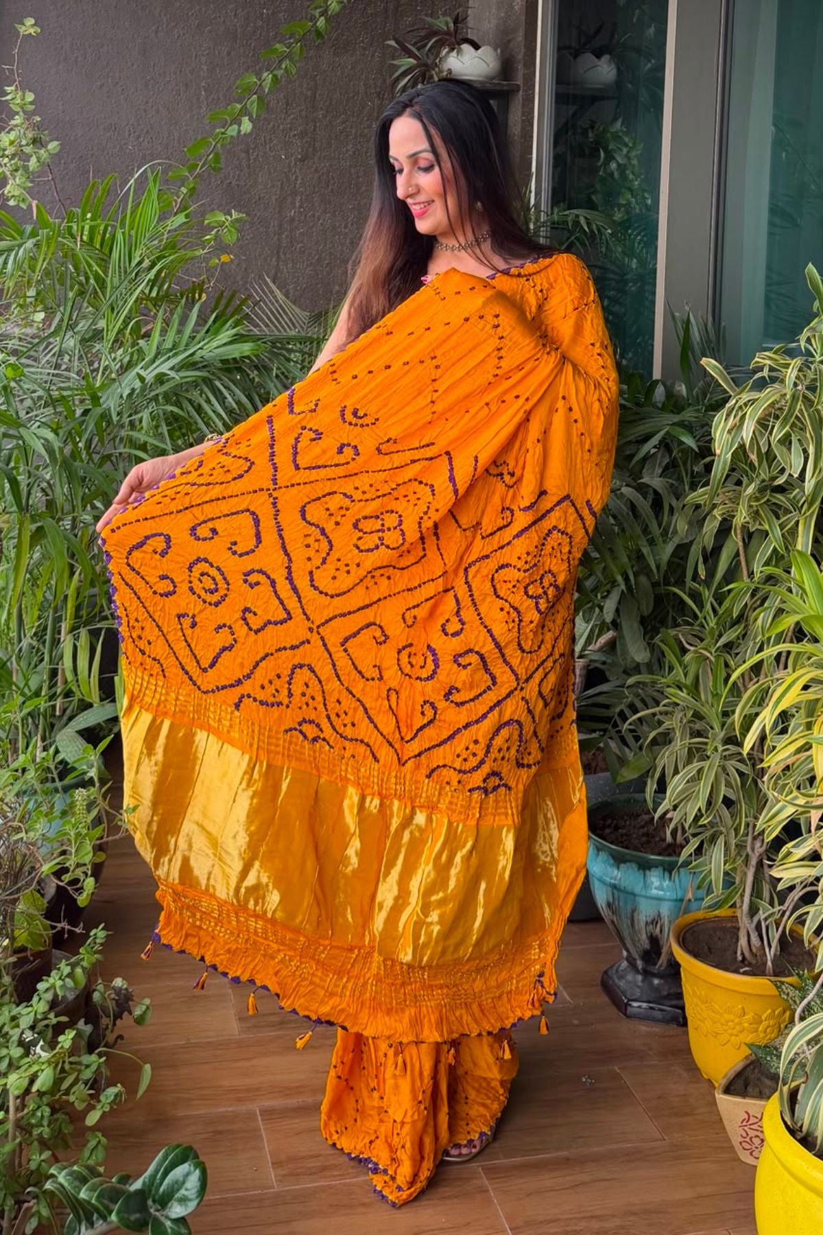 Handcrafted bandhani saree on pure modal!!!