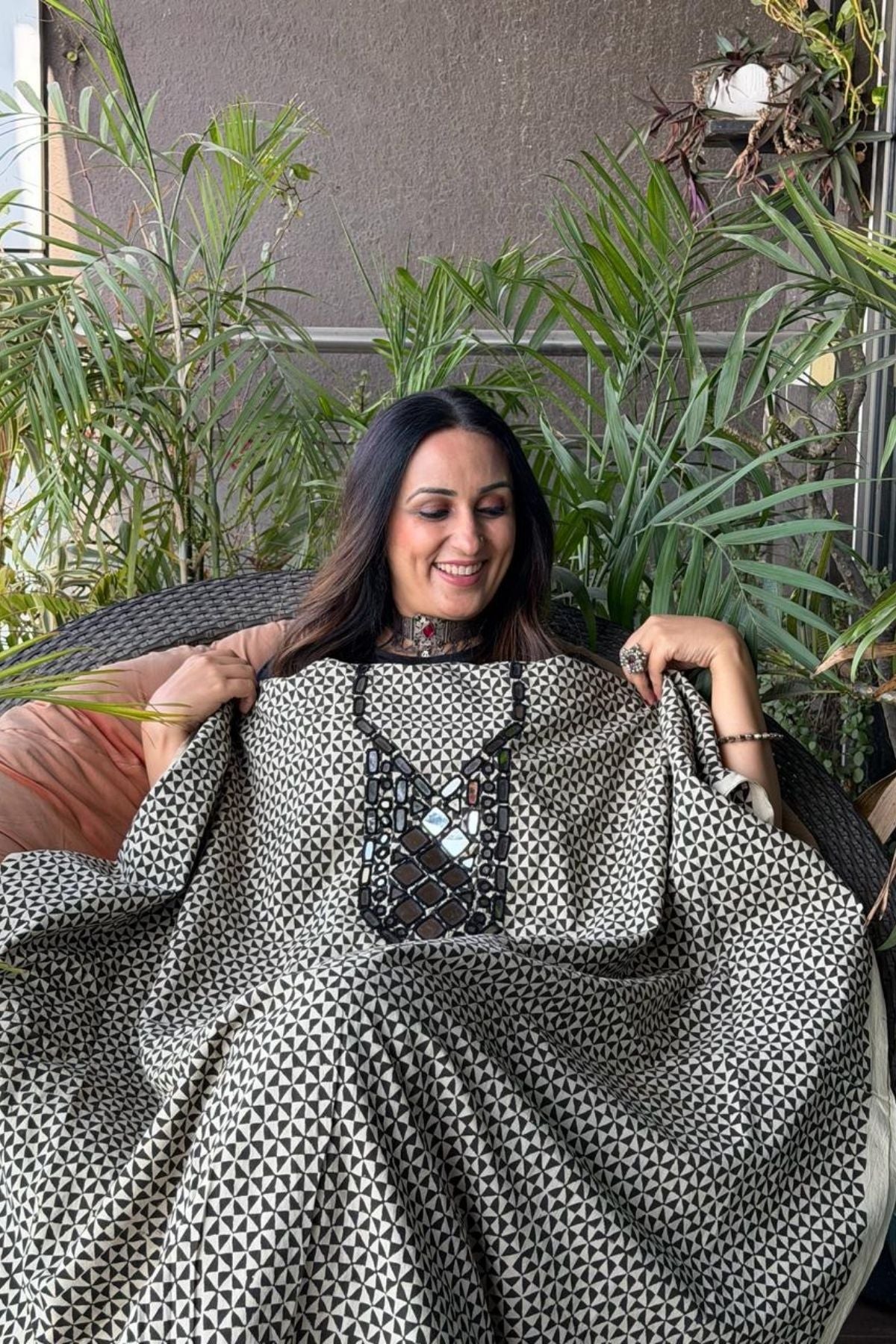 Pure Cotton Kutch mirror hand work kurta fabrics!!