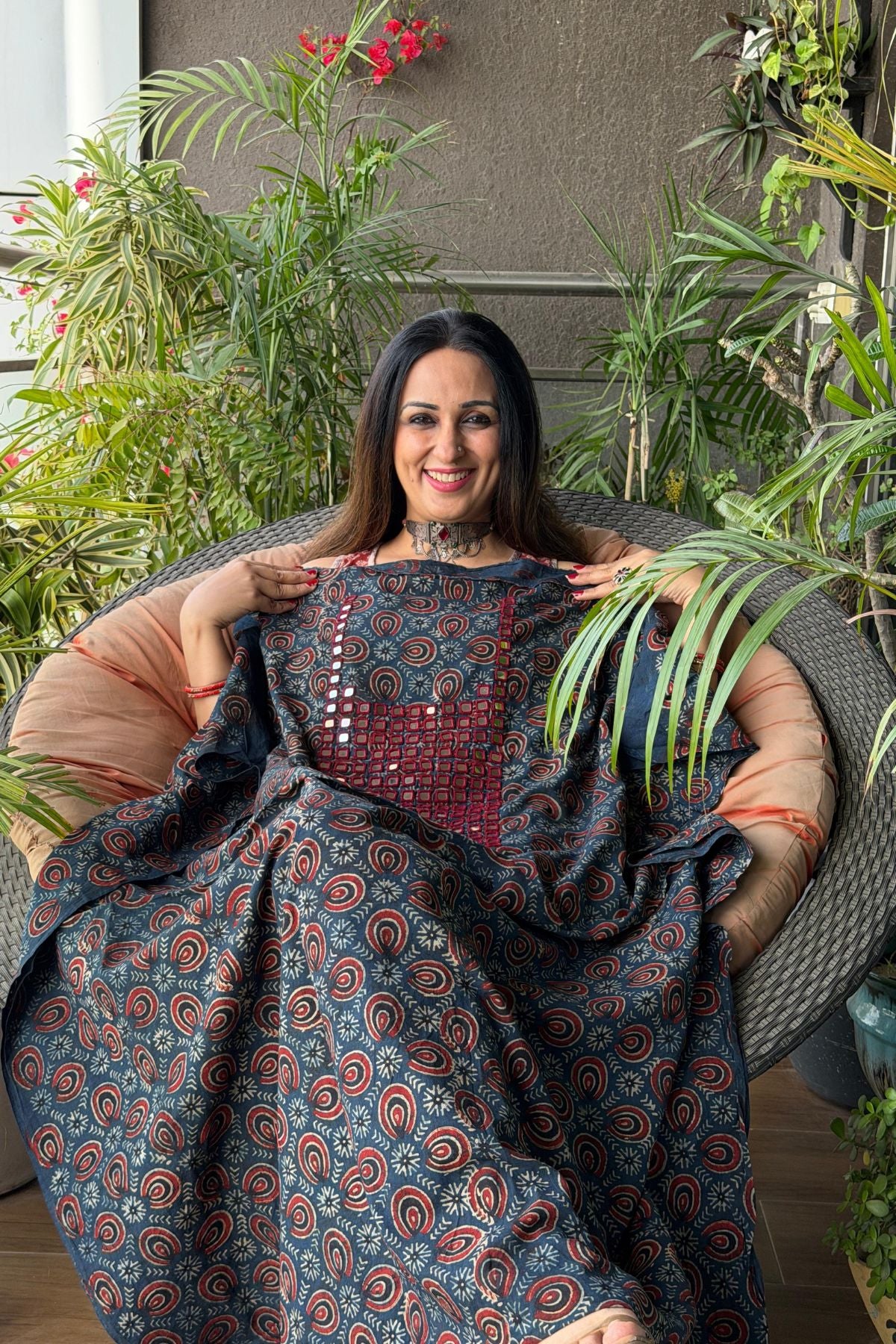 Pure Cotton Kutch mirror hand work kurta fabrics!!