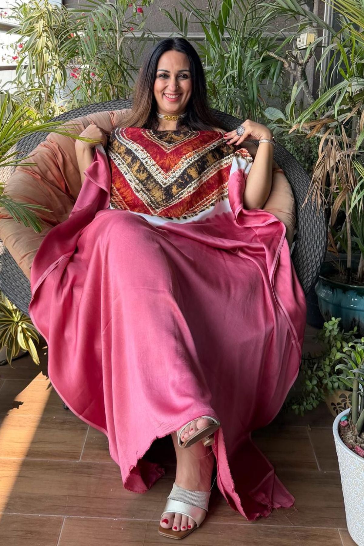 Handblocked Shibori-marble dyed kurta on pure Modal