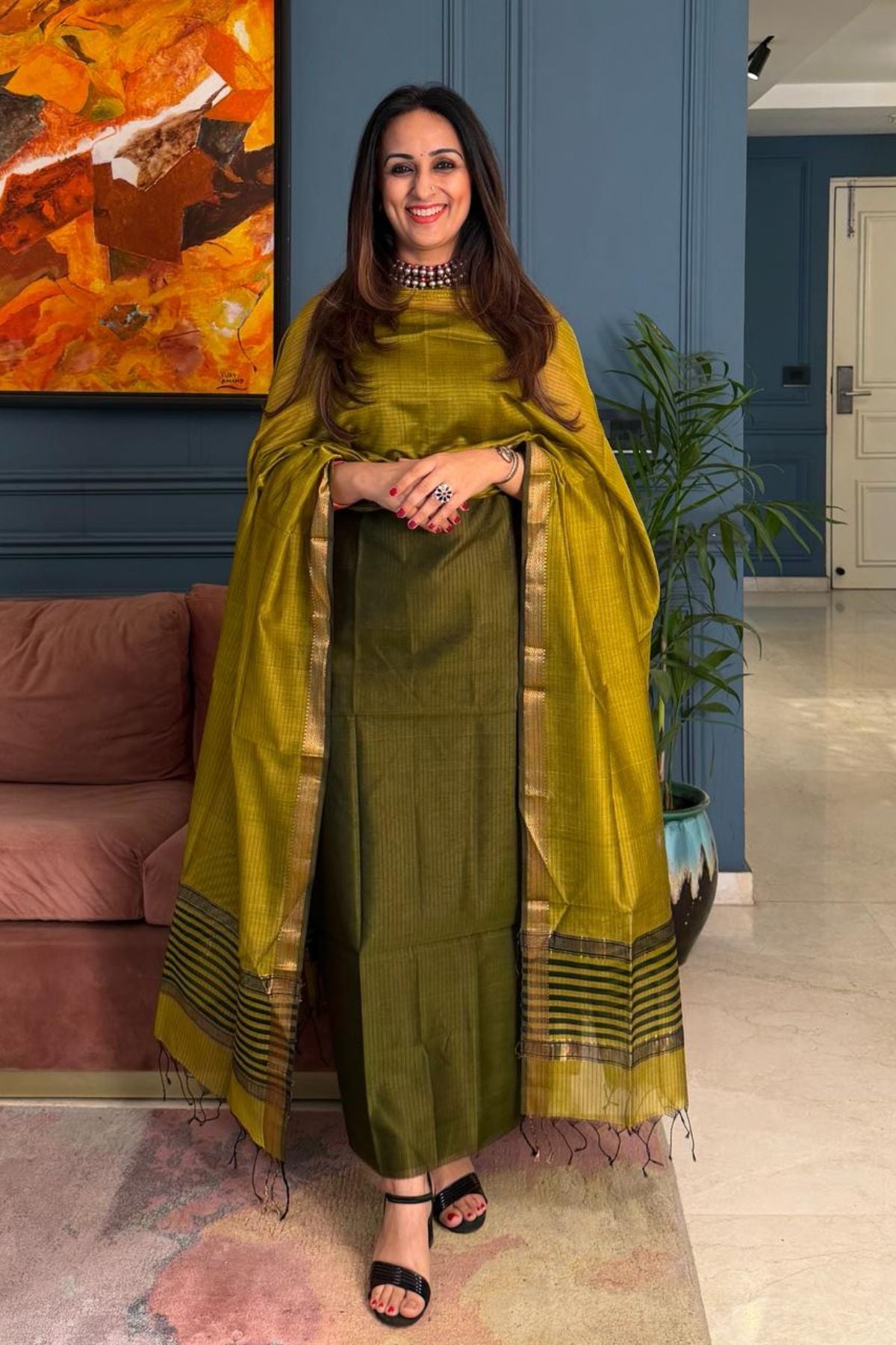 Summer special Maheshwari silk kurta dupatta set!!
