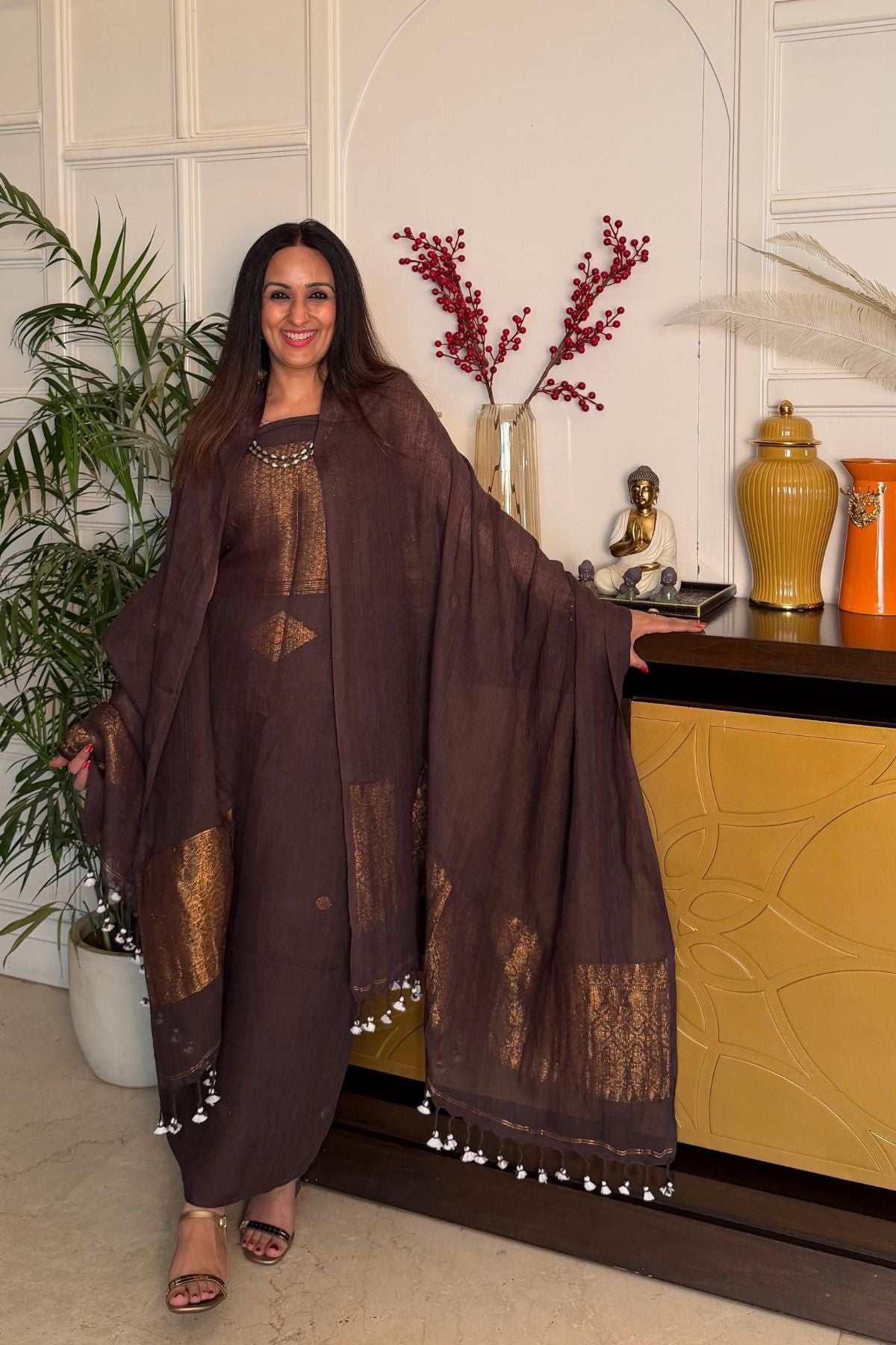 Jamdani Handwoven linen by linen sets!!