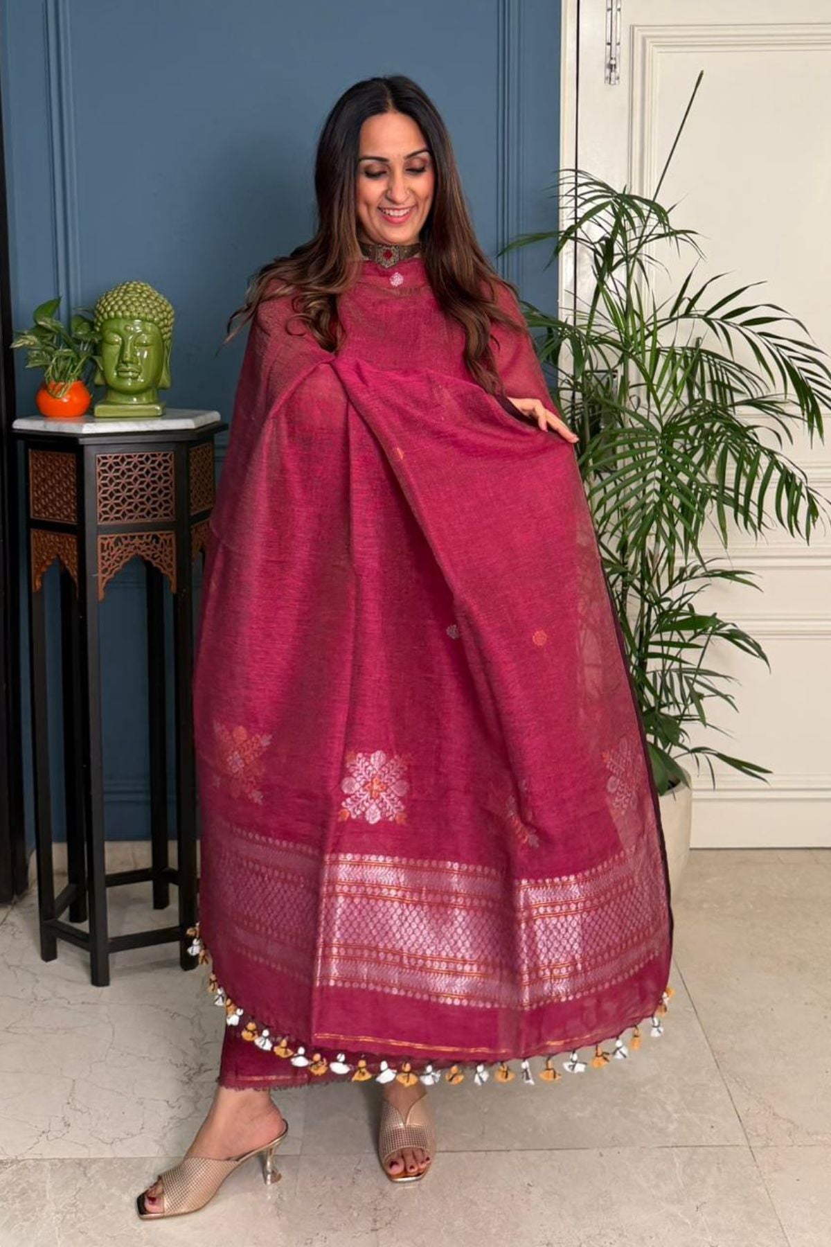 Jayshree tissue linen kurta dupatta set
