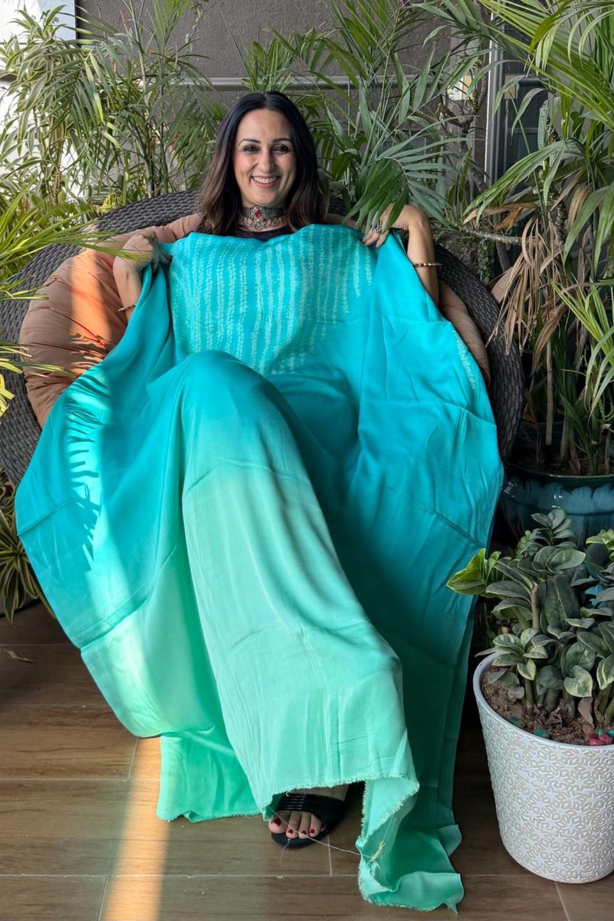 Handblocked Shibori shaded kurta on pure Modal