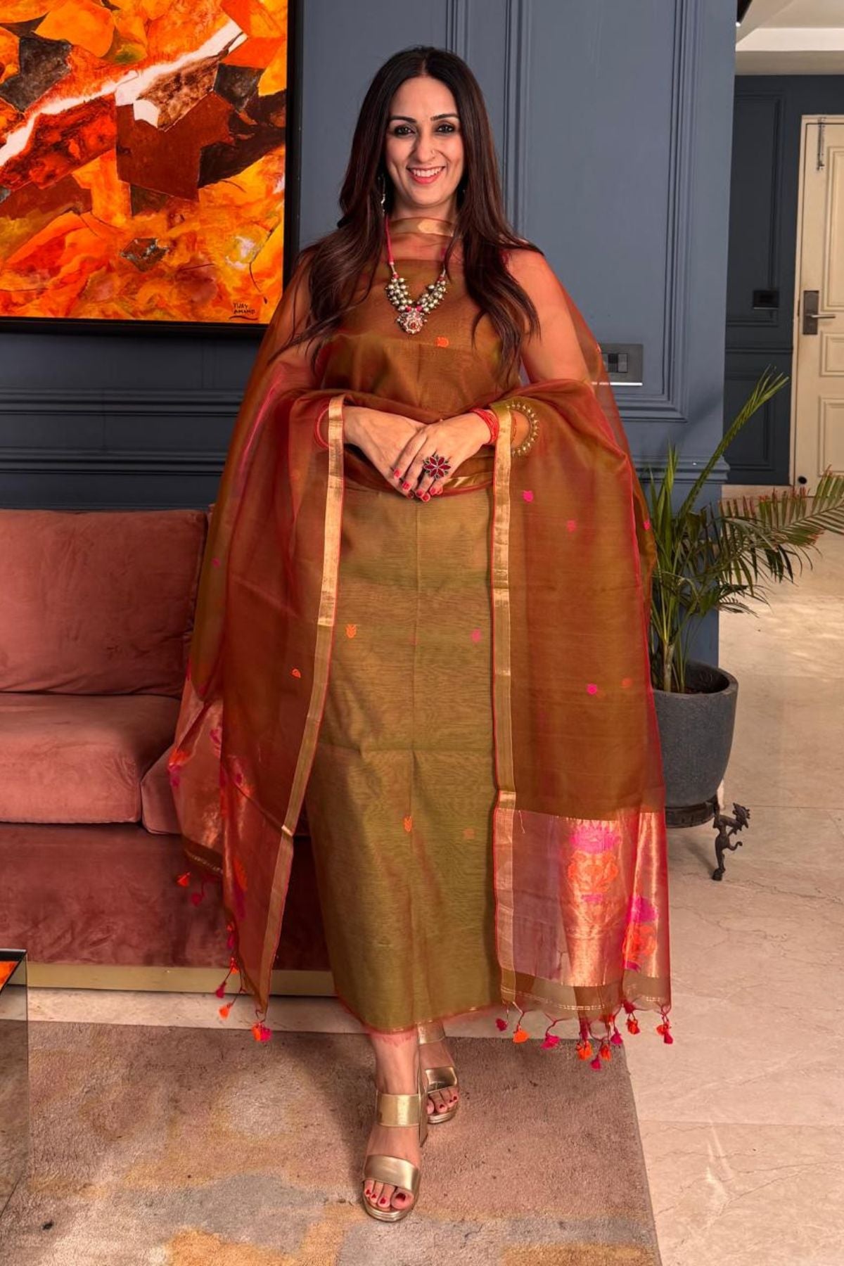 Muslin sets with Paithani inspired Jamdani work