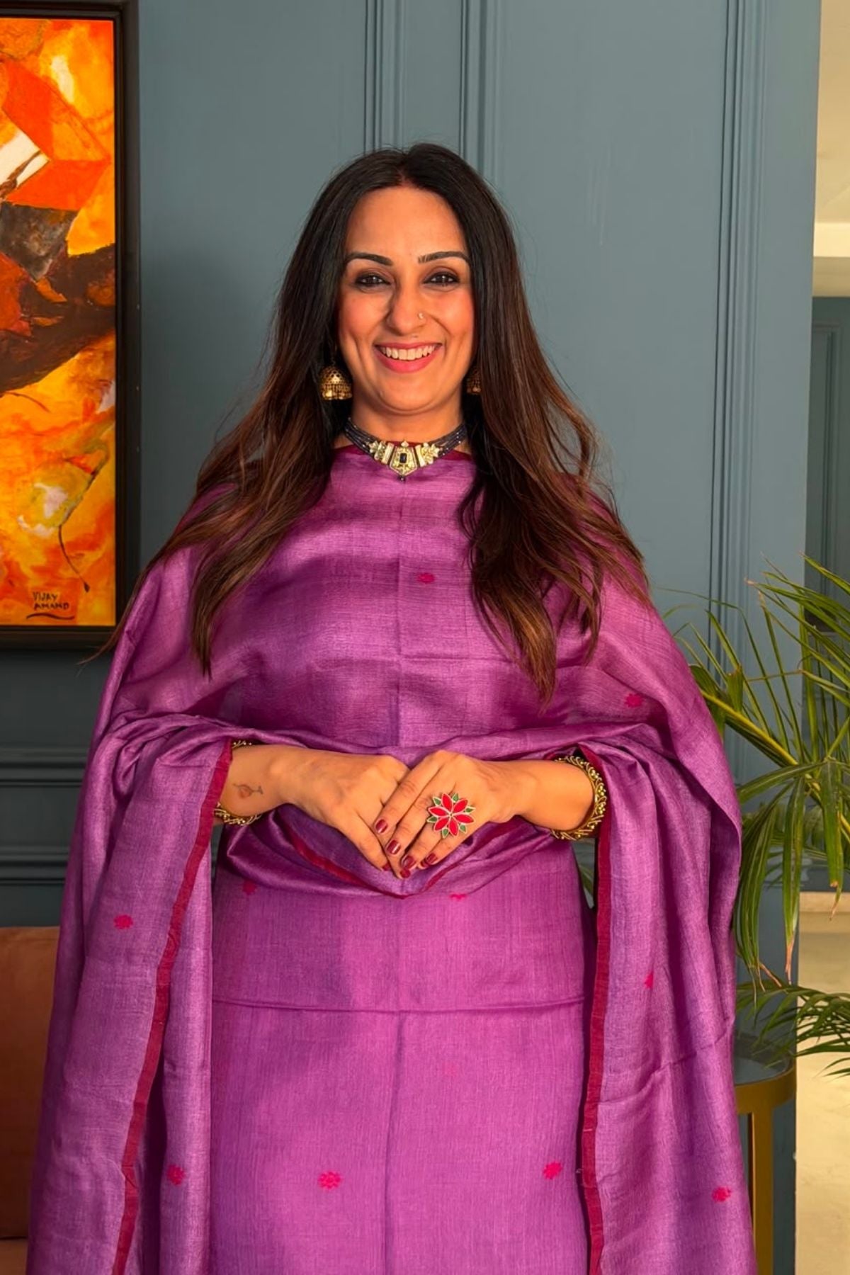 Tangail weave on Pure Tussar Silk -Kurta Dupatta set
