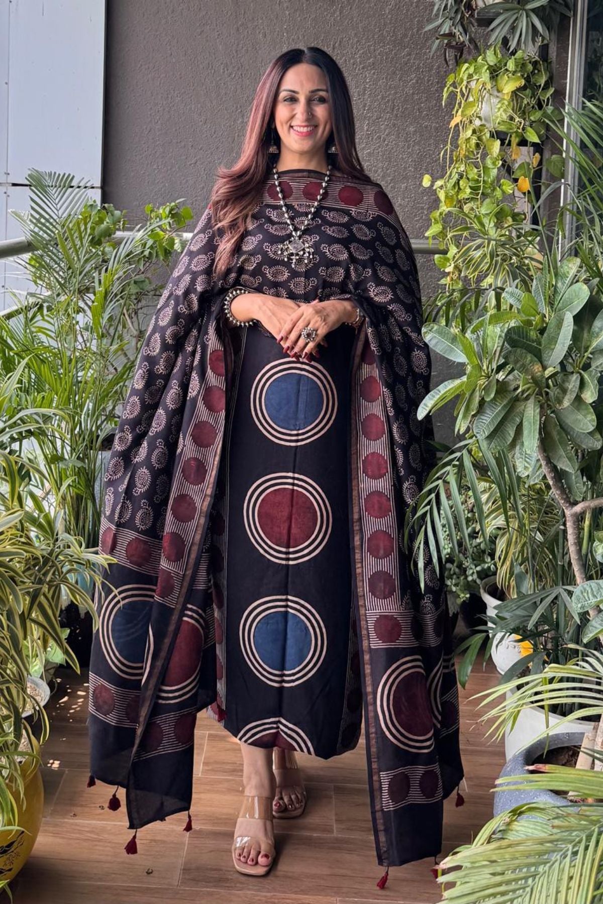 Ajrakh Pure Chanderi Silk kurta dupatta Set