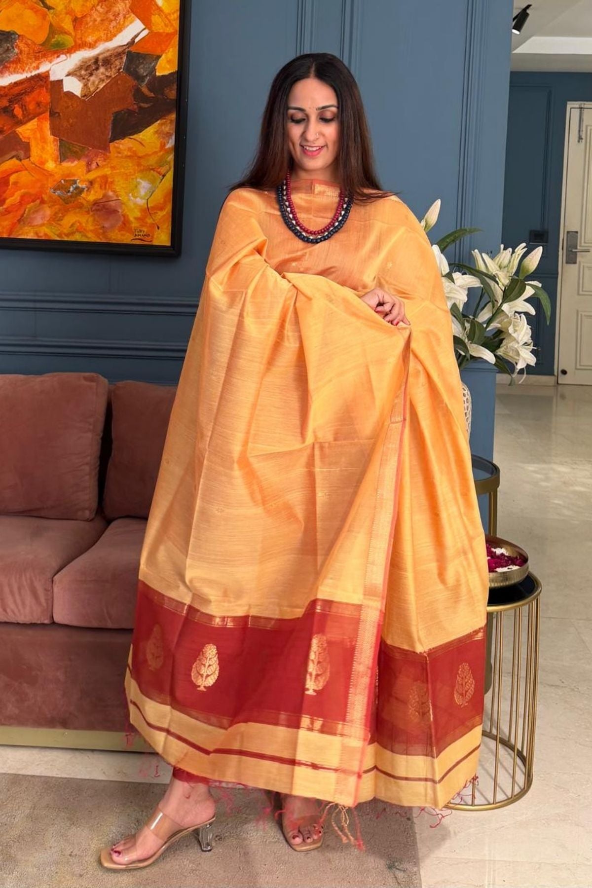 Maheshwari handloom silk by cotton kurta dupatta set