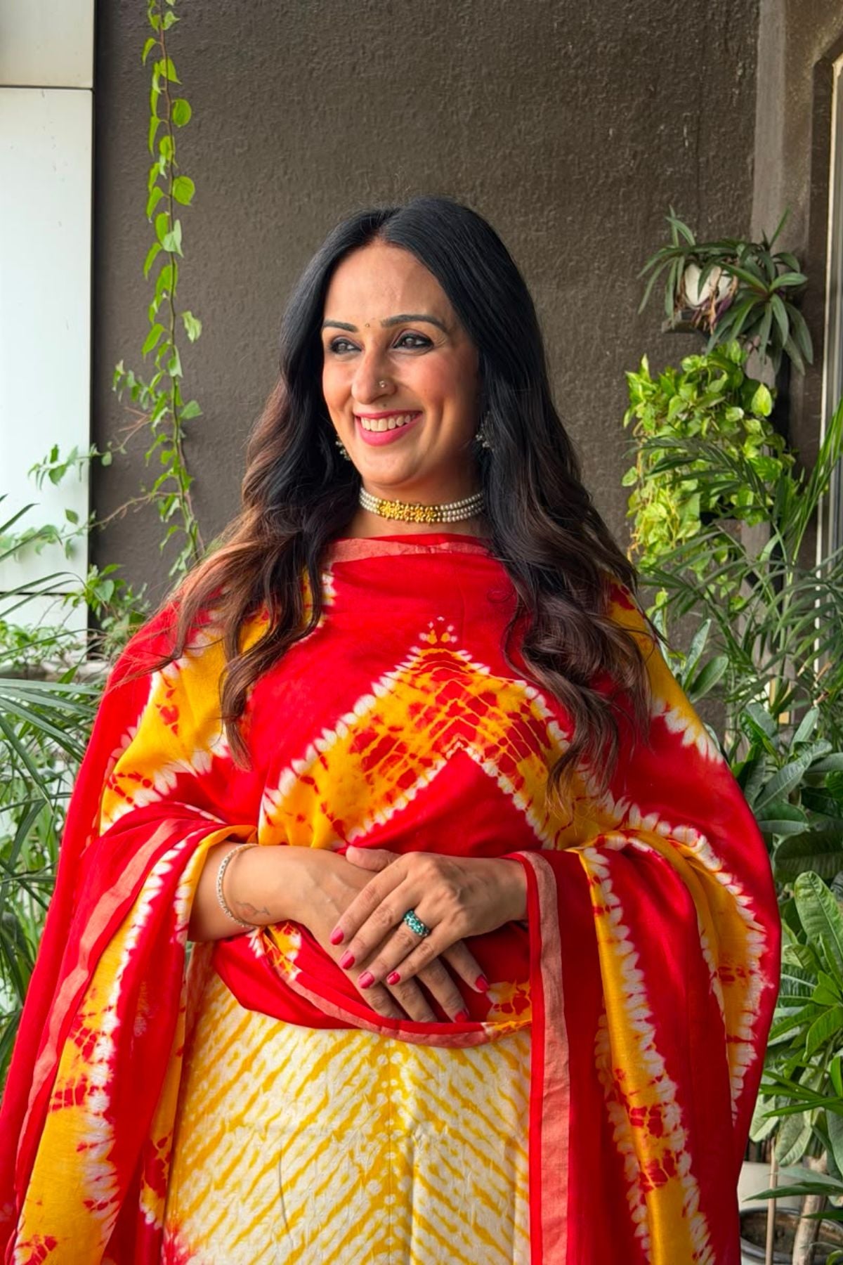 Shibori tie and dye kurta dupatta set on pure Chanderi!!