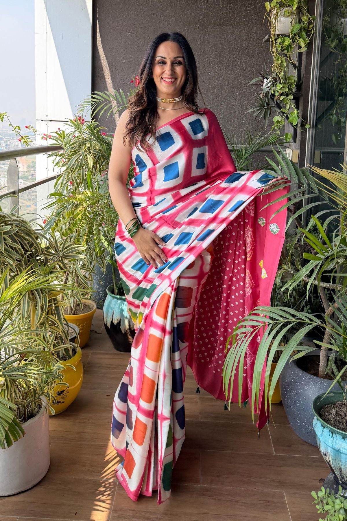 Multicoloured Shibori and clamp dye saree on pure modal!!