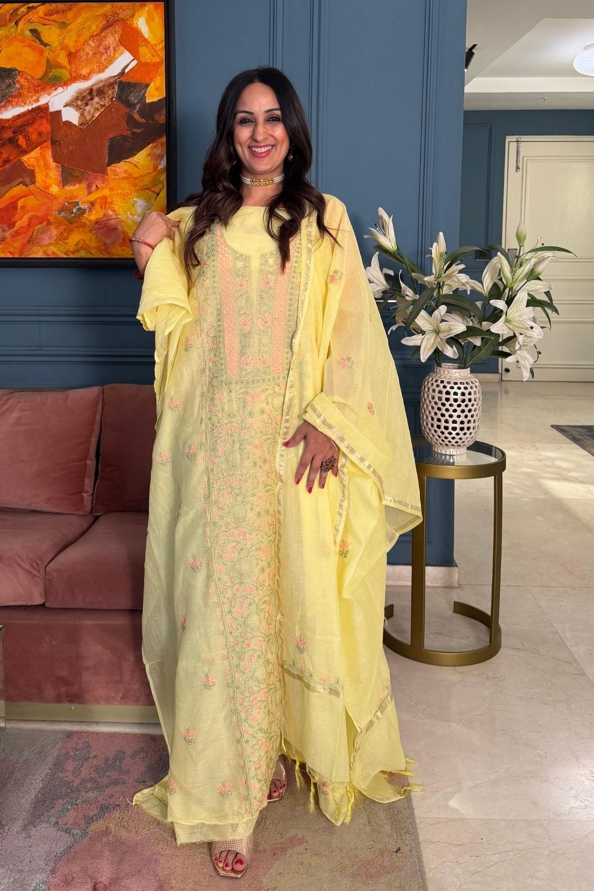 Chikankari on pure Mul cotton!!