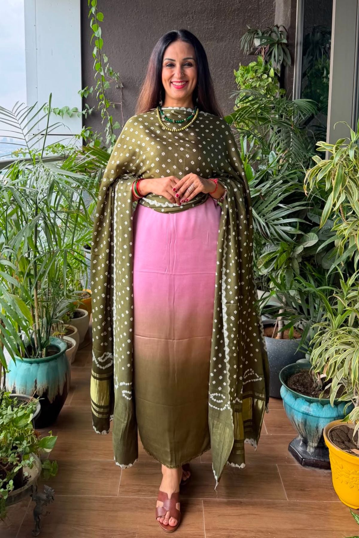 Ombré kurta dupatta set on pure modal Satin