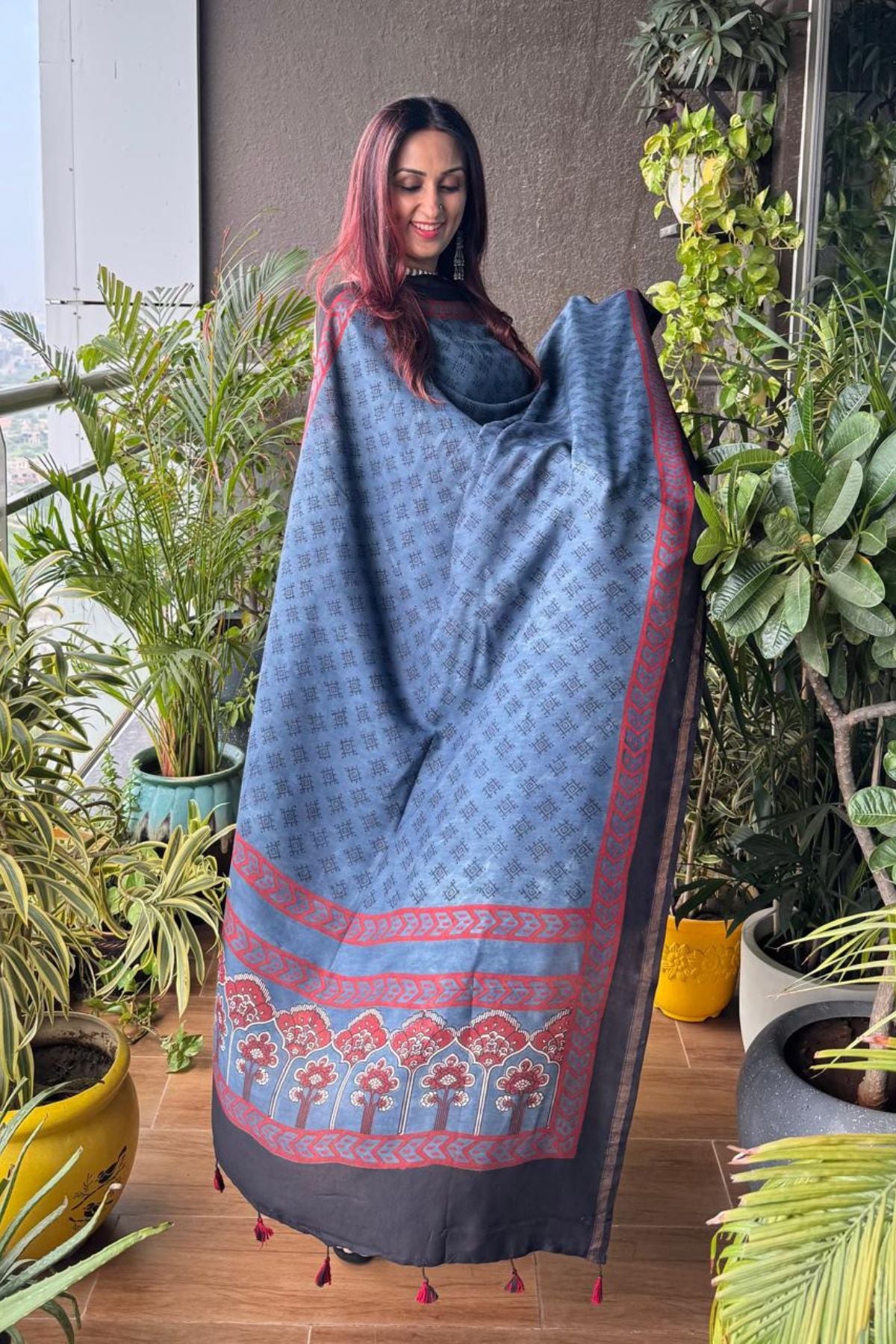 Ajrakh Pure Chanderi Silk kurta dupatta Set