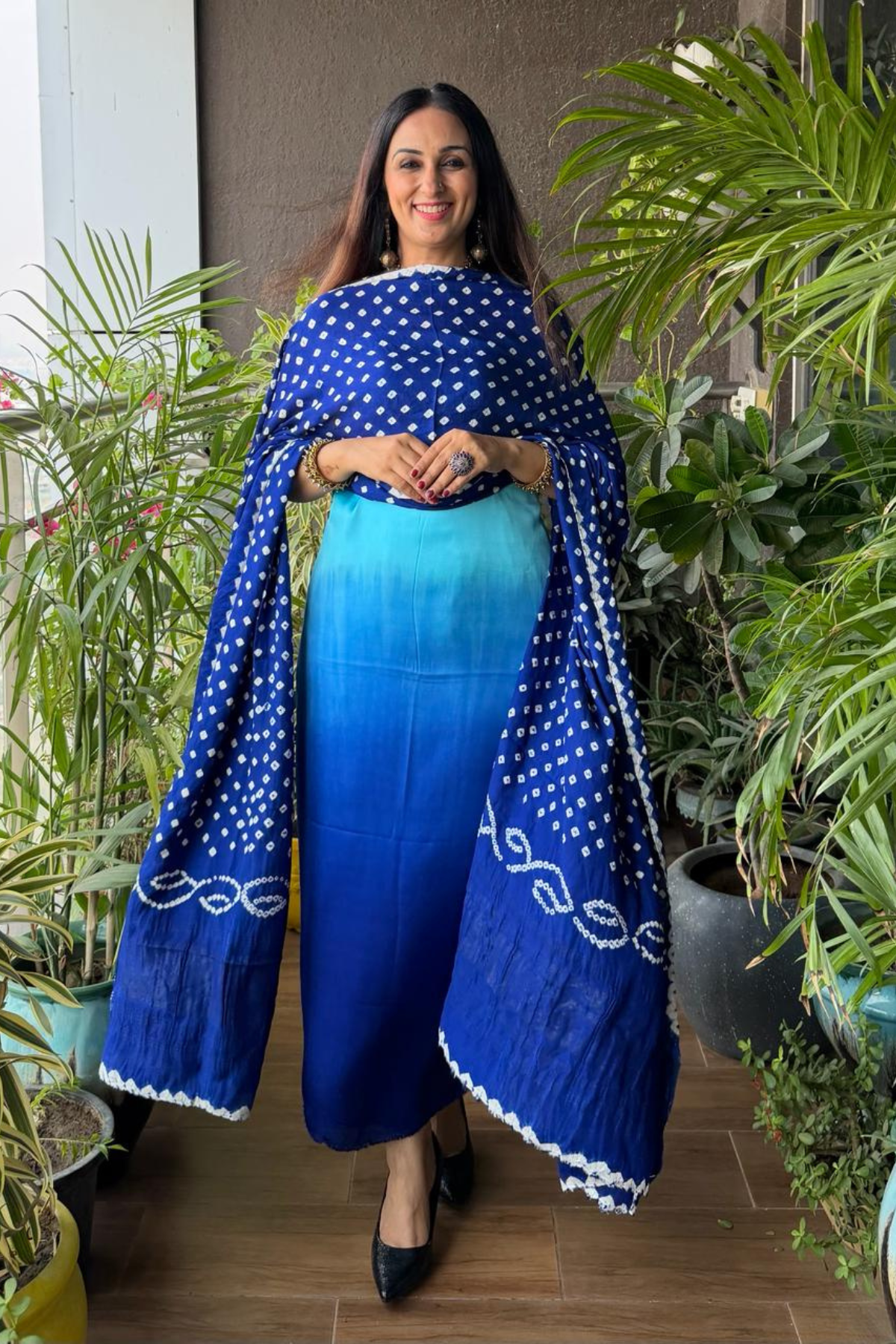Ombré kurta dupatta set on pure modal Satin