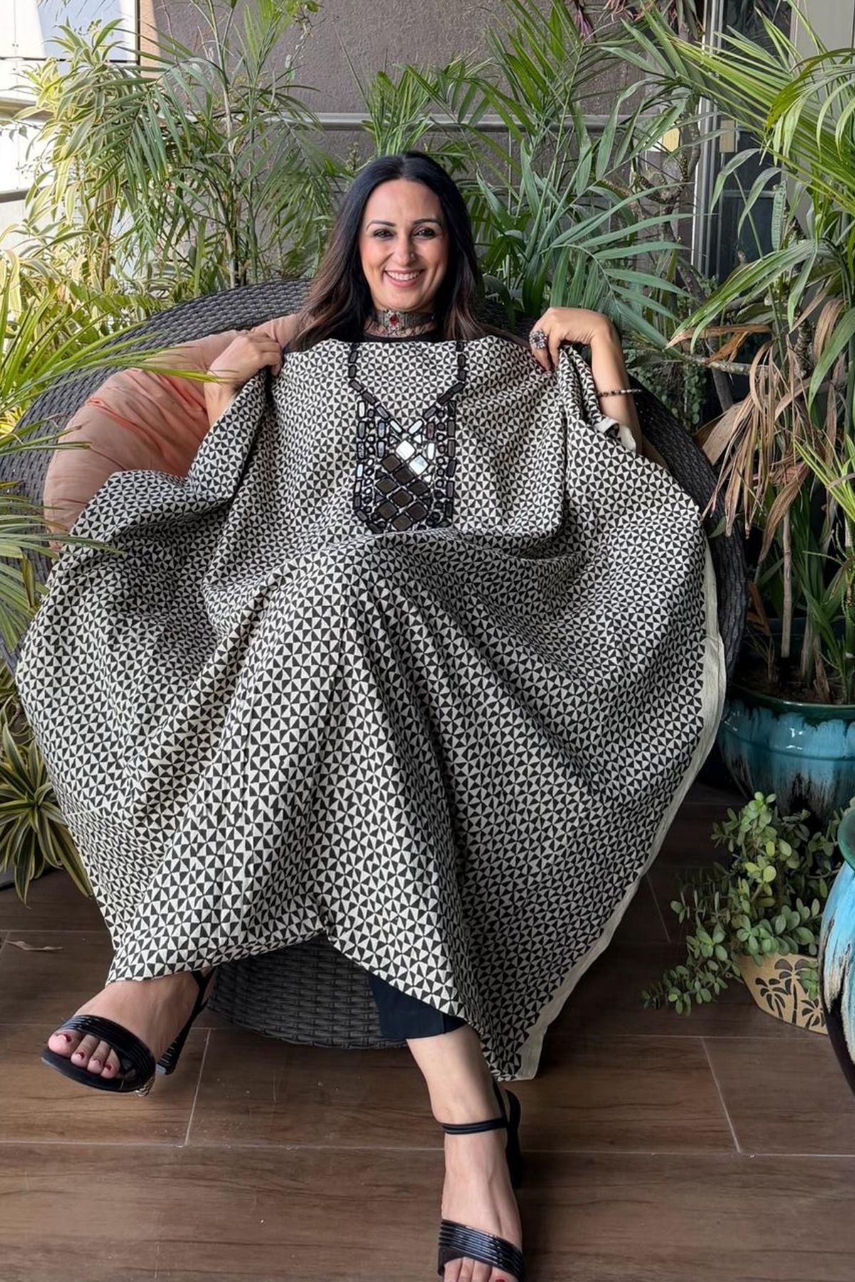 Pure Cotton Kutch mirror hand work kurta fabrics!!