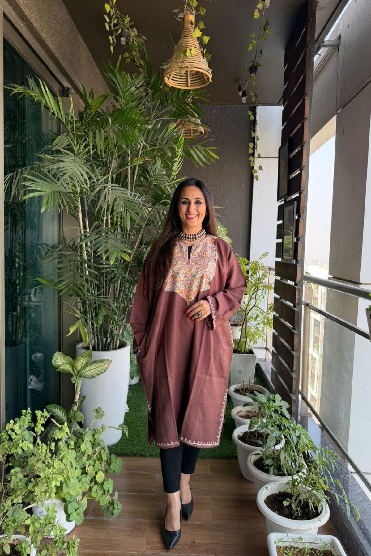 Woollen Kashmiri Phiran with Aari work