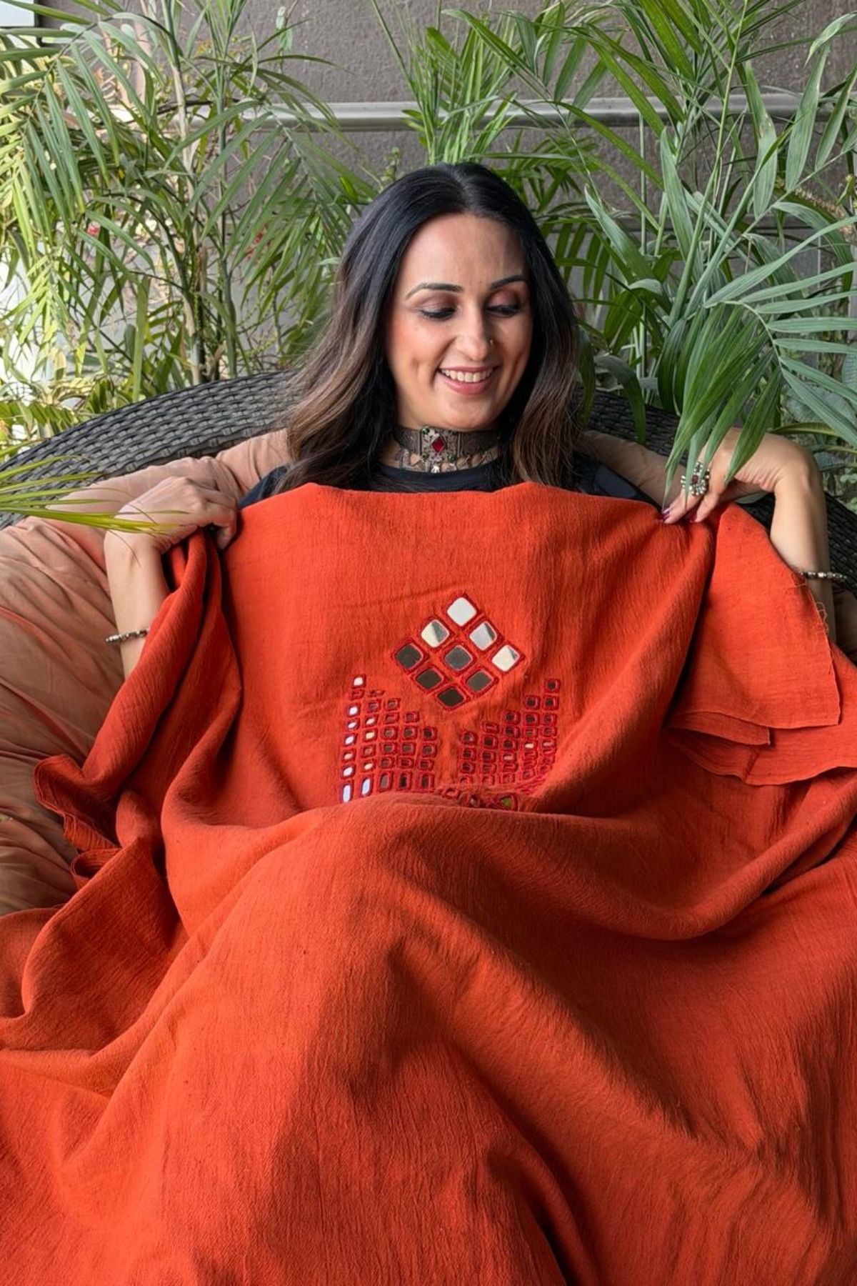 Kutch Mirror work on pure Kala cotton!!!