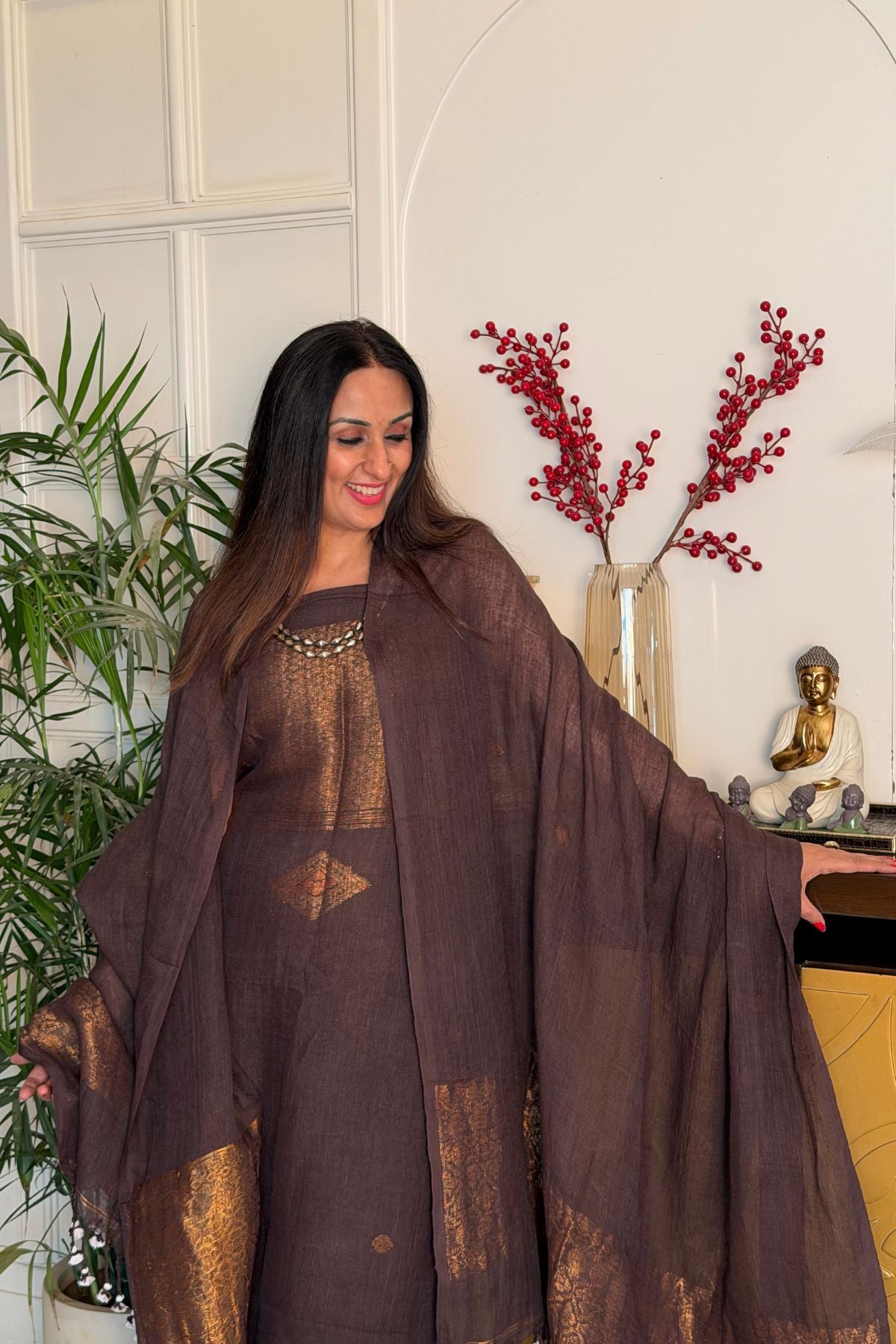 Jamdani Handwoven linen by linen sets!!