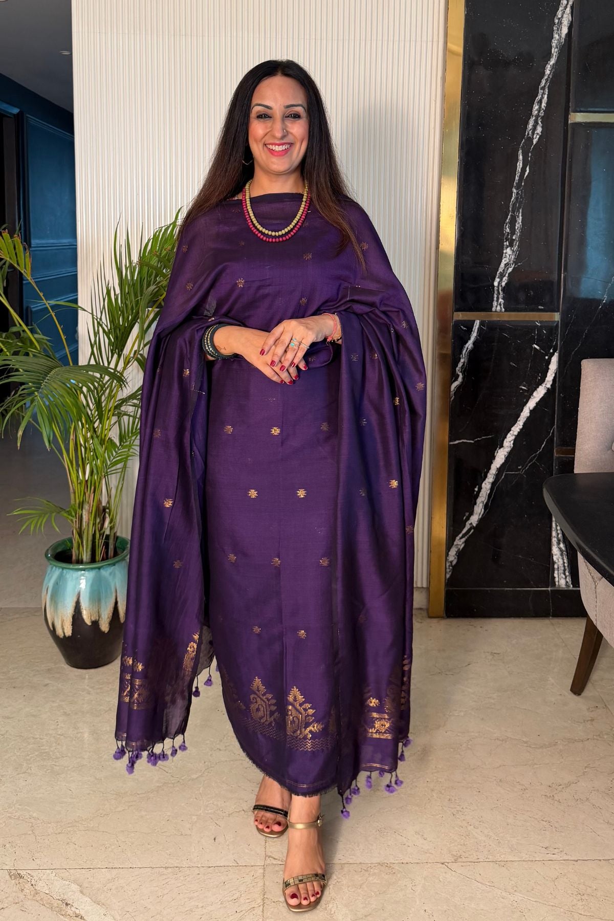 Mercerised pure cotton zari weave kurta dupatta sets with Jamdani weave !!
