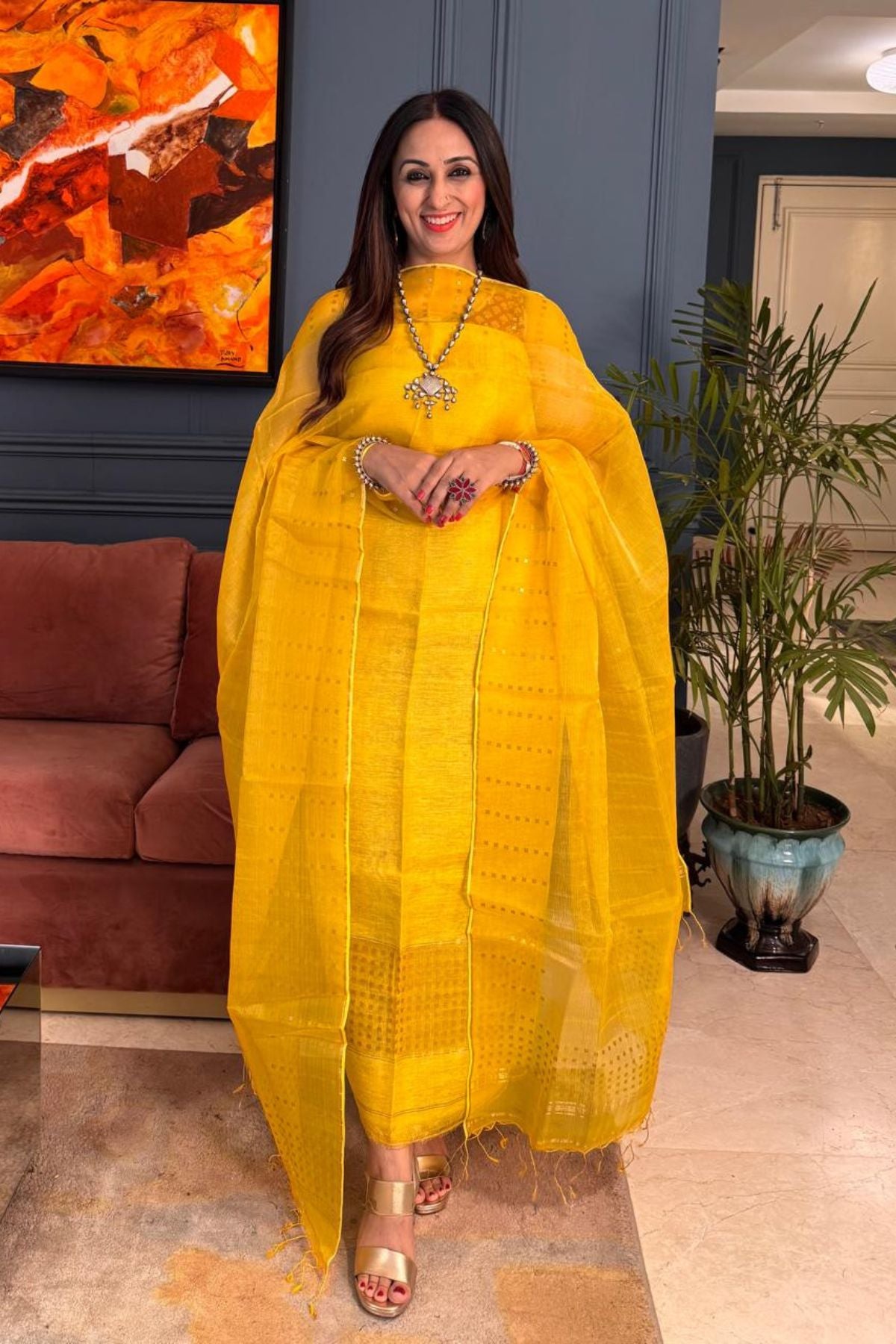 Pure Silk Linen kurta dupatta sets