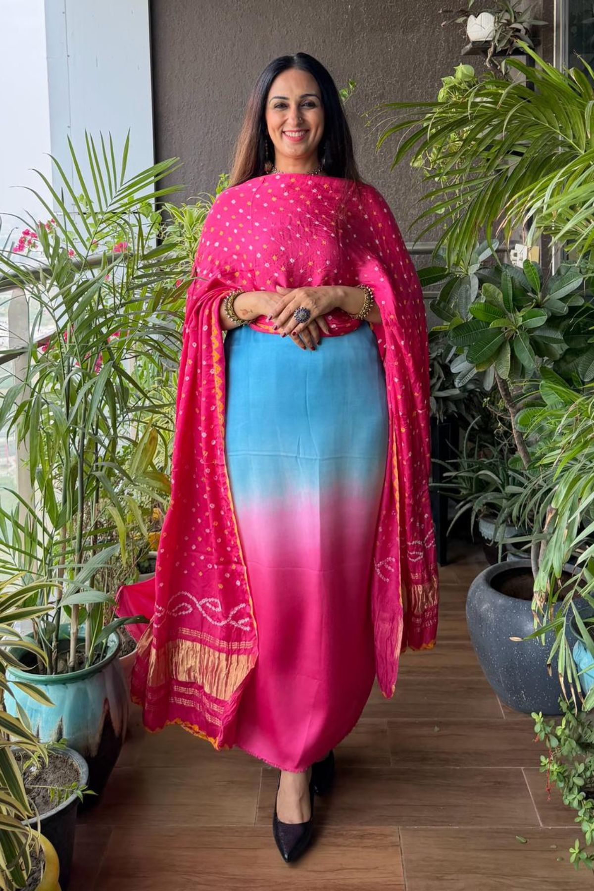 Ombré kurta dupatta set on pure modal Satin