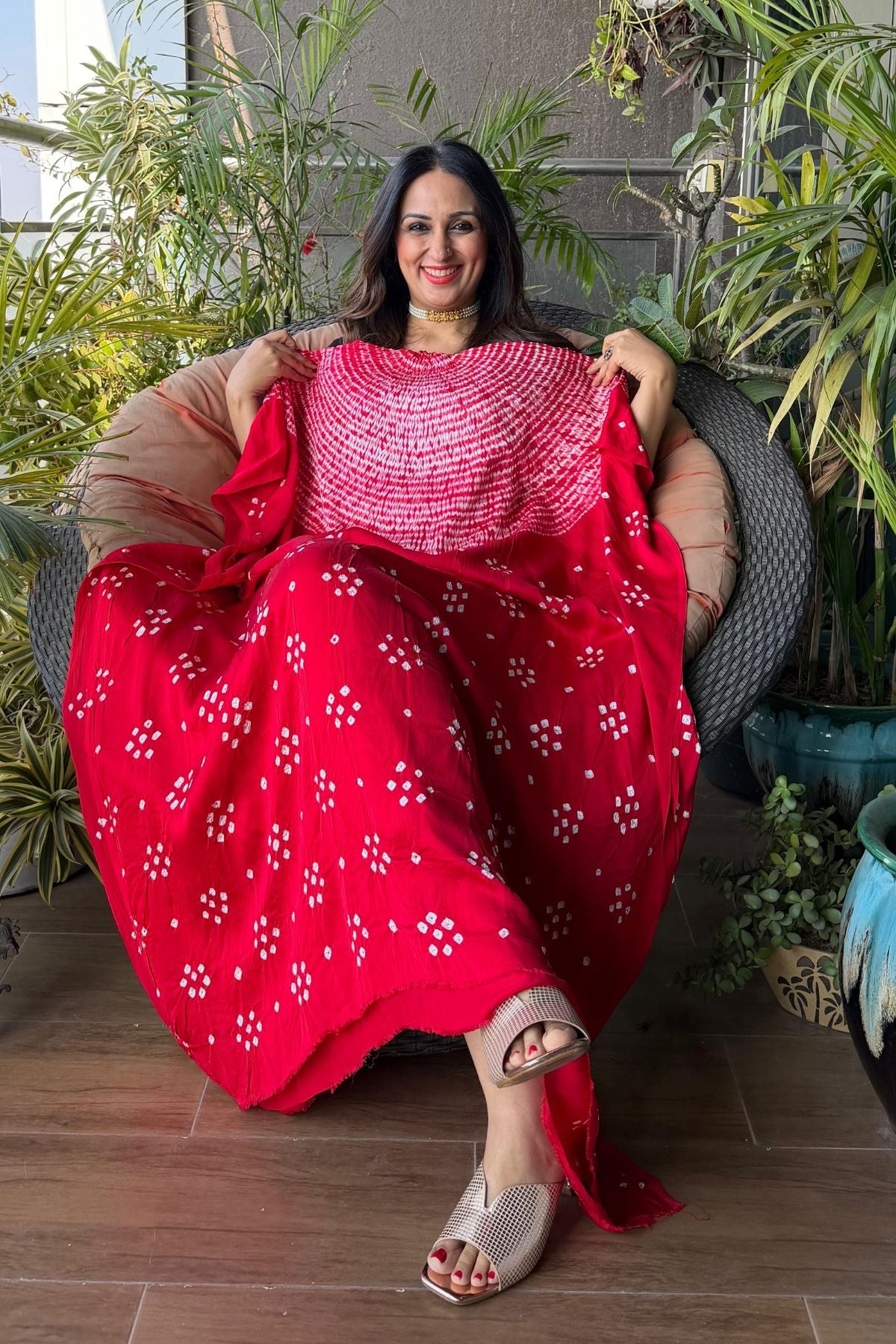 Shibori & Bandhani Kurta on pure modal satin!!