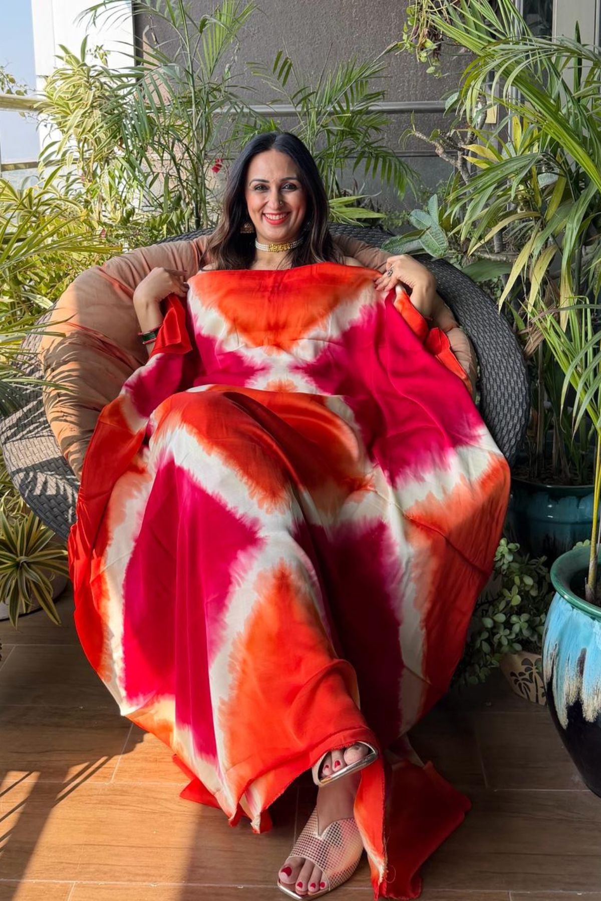 Hand Shibori kurta fabric on pure modal satin!!