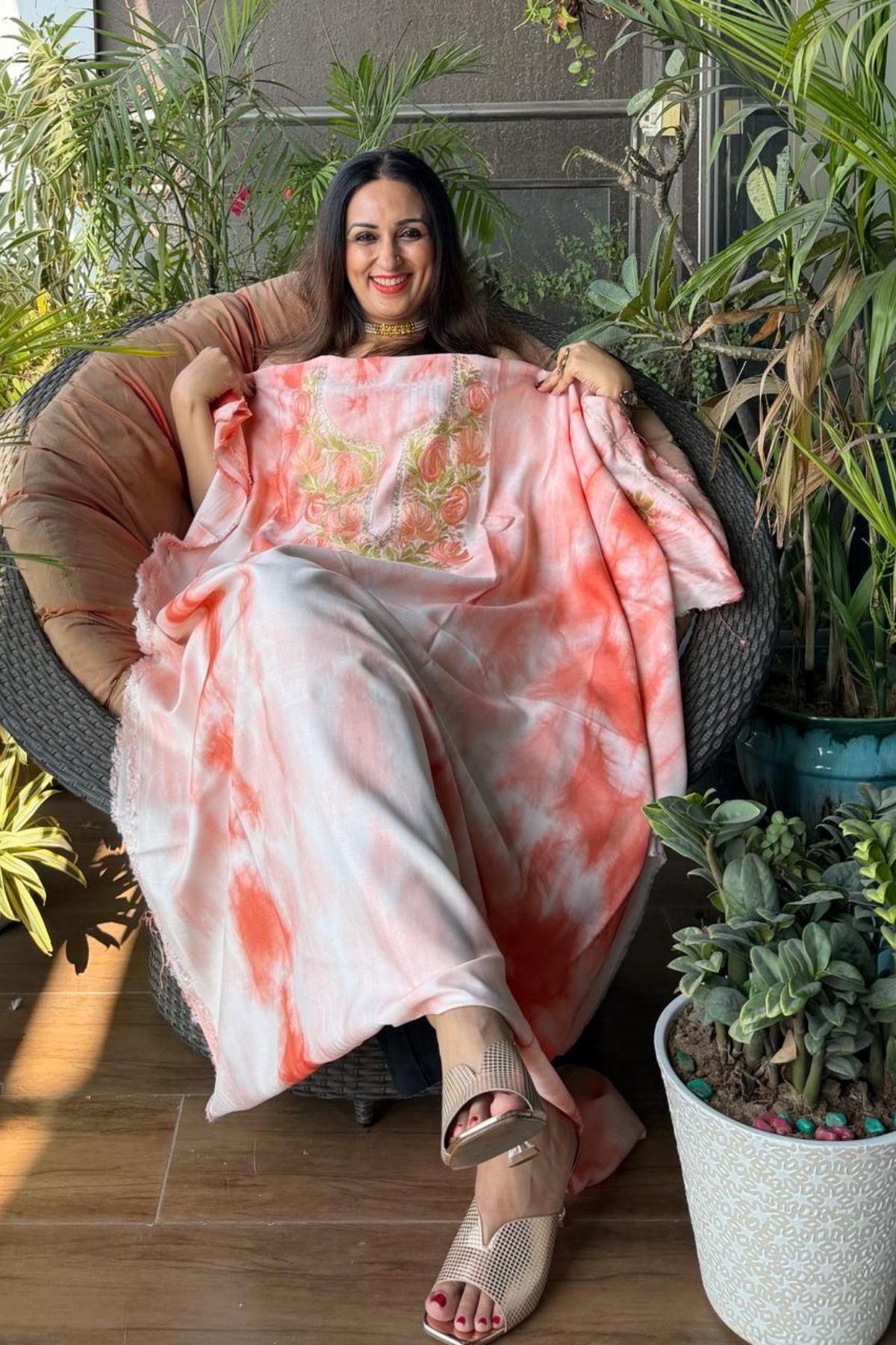 Pure muslin kurta fabric with Kashmiri work