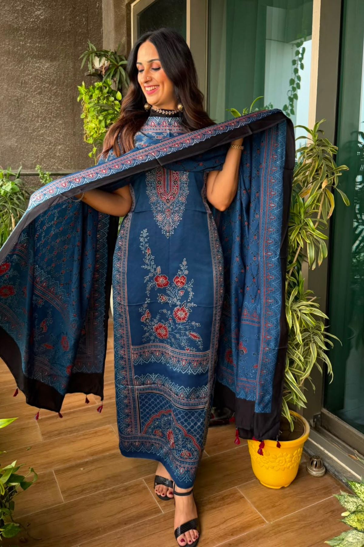 Ajrakh Modal Kurta Dupatta Set