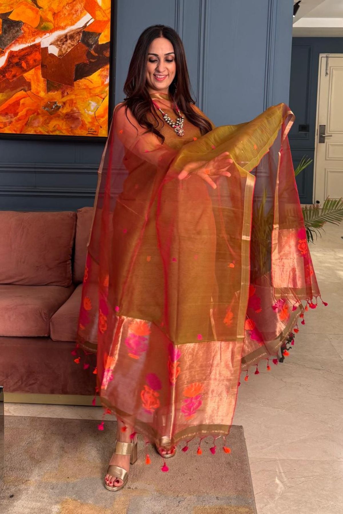 Muslin sets with Paithani inspired Jamdani work