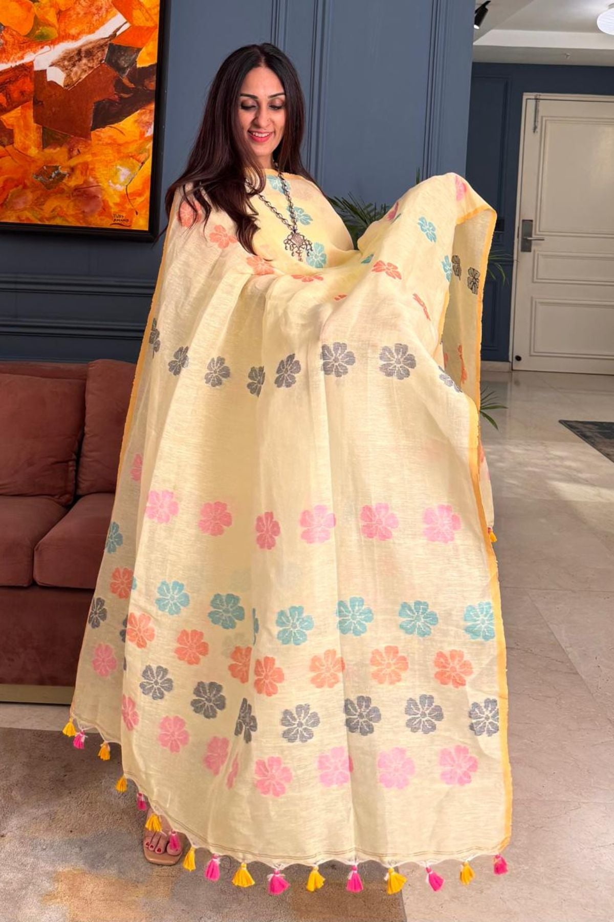 Jayshree Linen kurta Dupatta Set