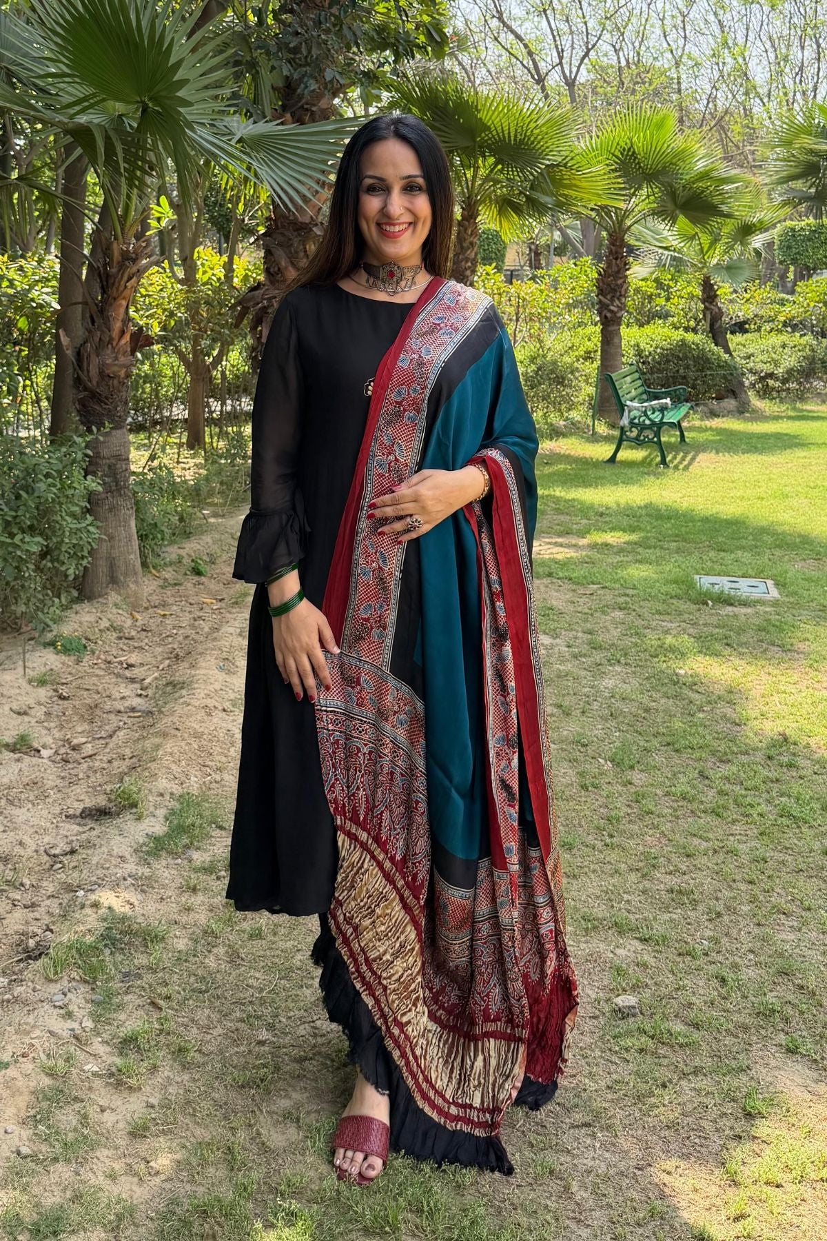 Ajrakh Dupatta on pure Modal with lagdi patta!!