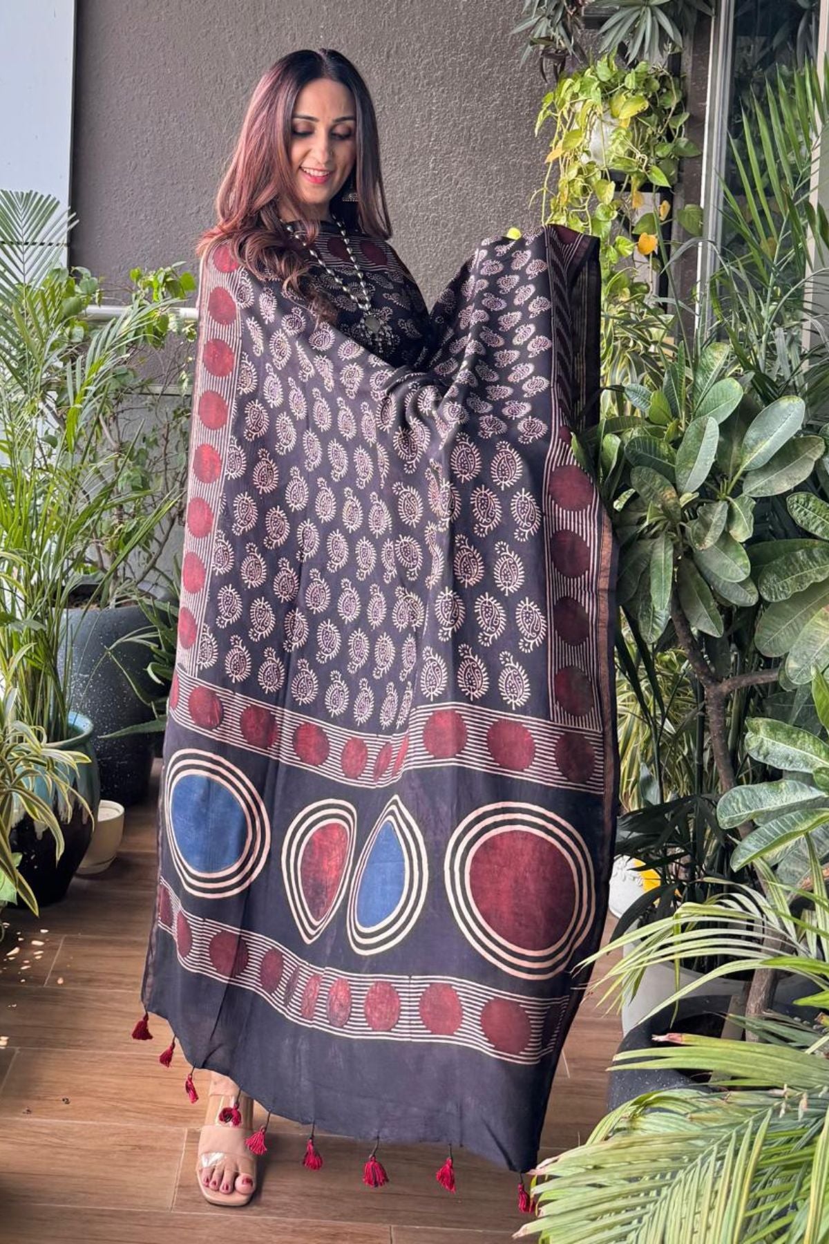 Ajrakh Pure Chanderi Silk kurta dupatta Set