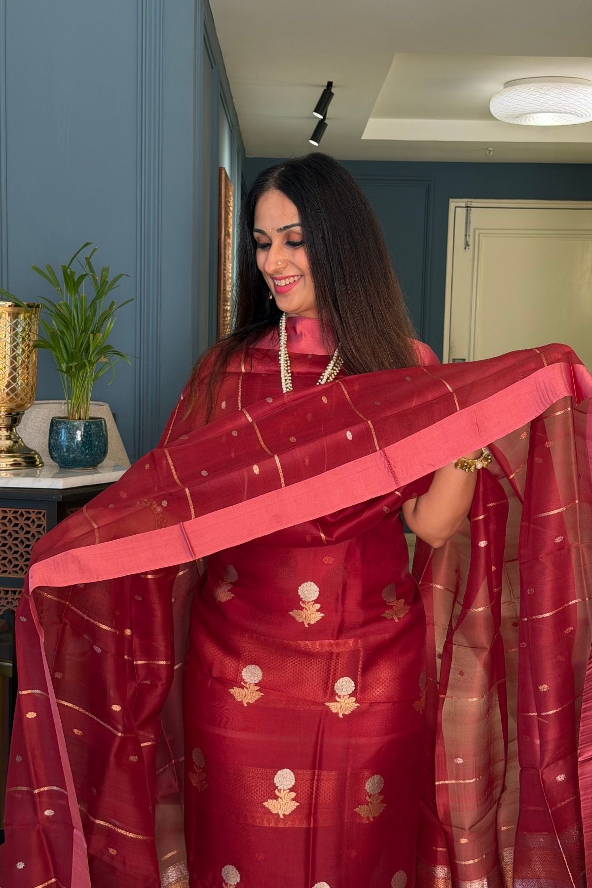 Handloom pure Kora silk full suit sets!!