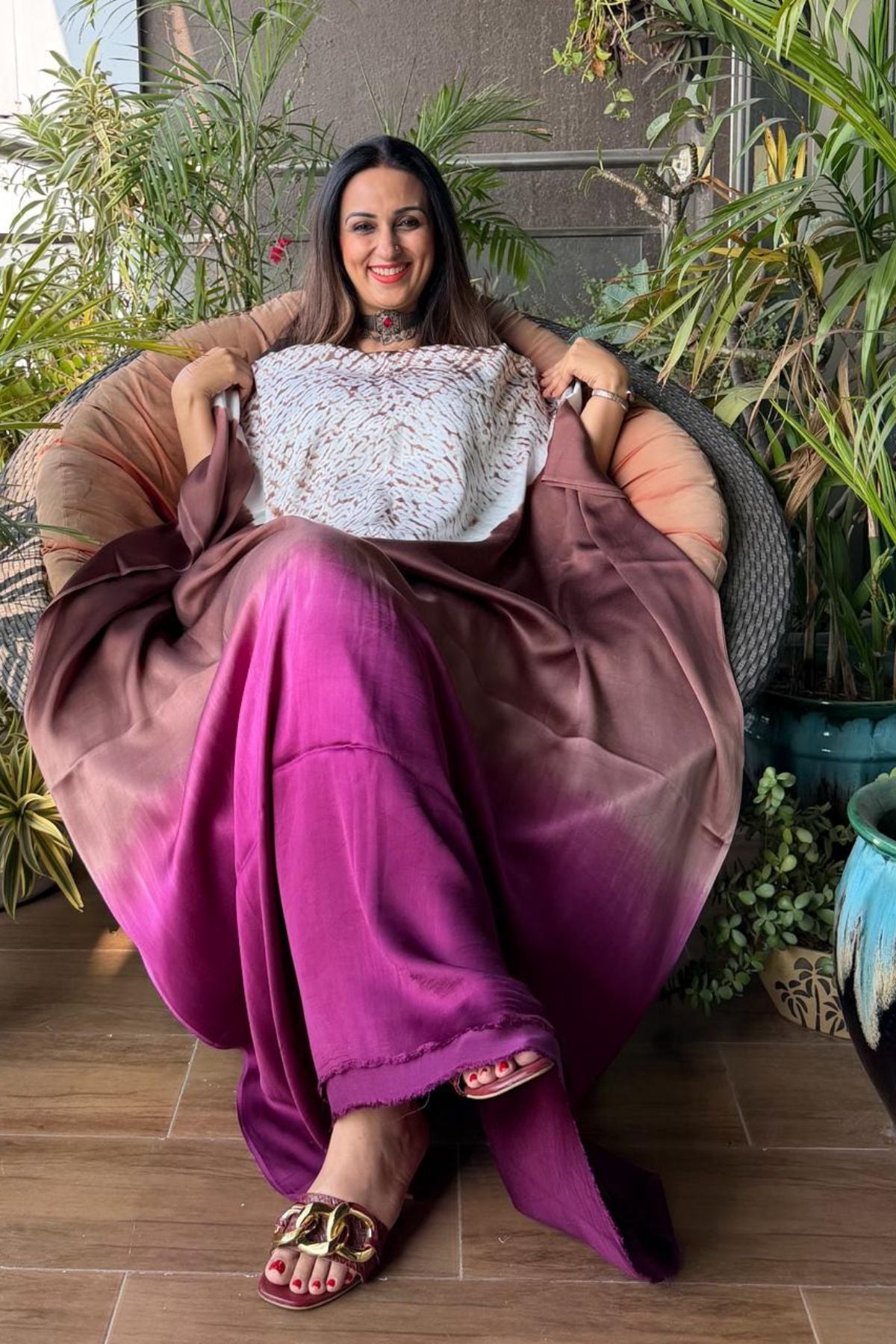 Handblocked Shibori shaded kurta on pure Modal