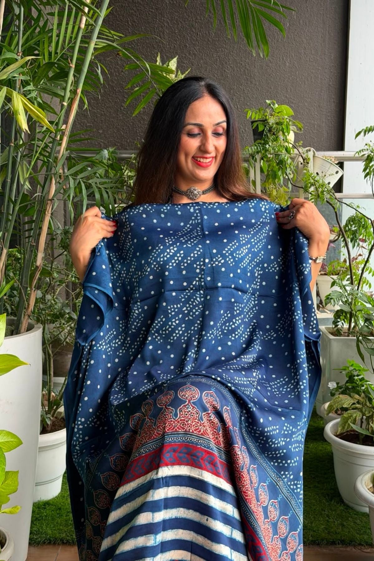 Ajrakh kurta fabric on pure modal !!