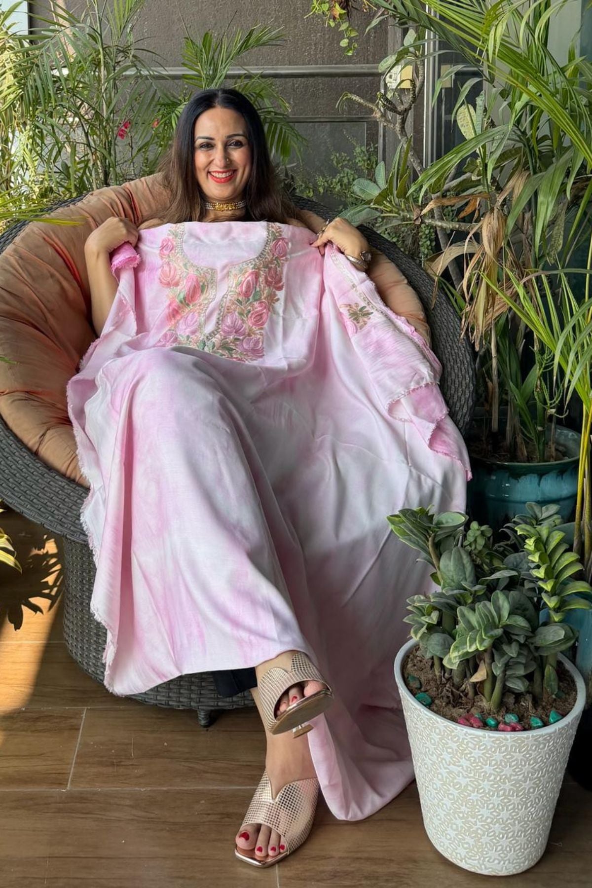 Pure muslin kurta fabric with Kashmiri work