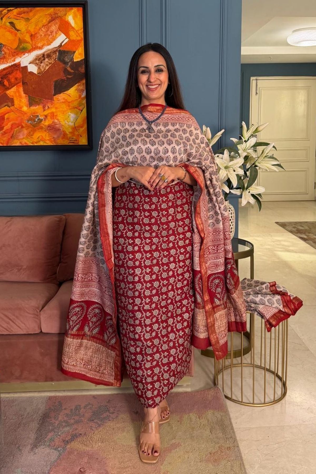 Handblocked Bagh full sets on pure Maheshwari!!