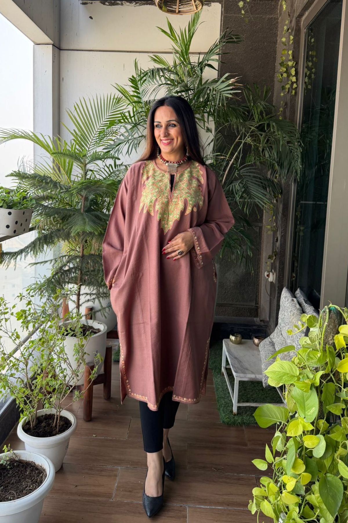 Woollen Kashmiri Phiran with Aari work