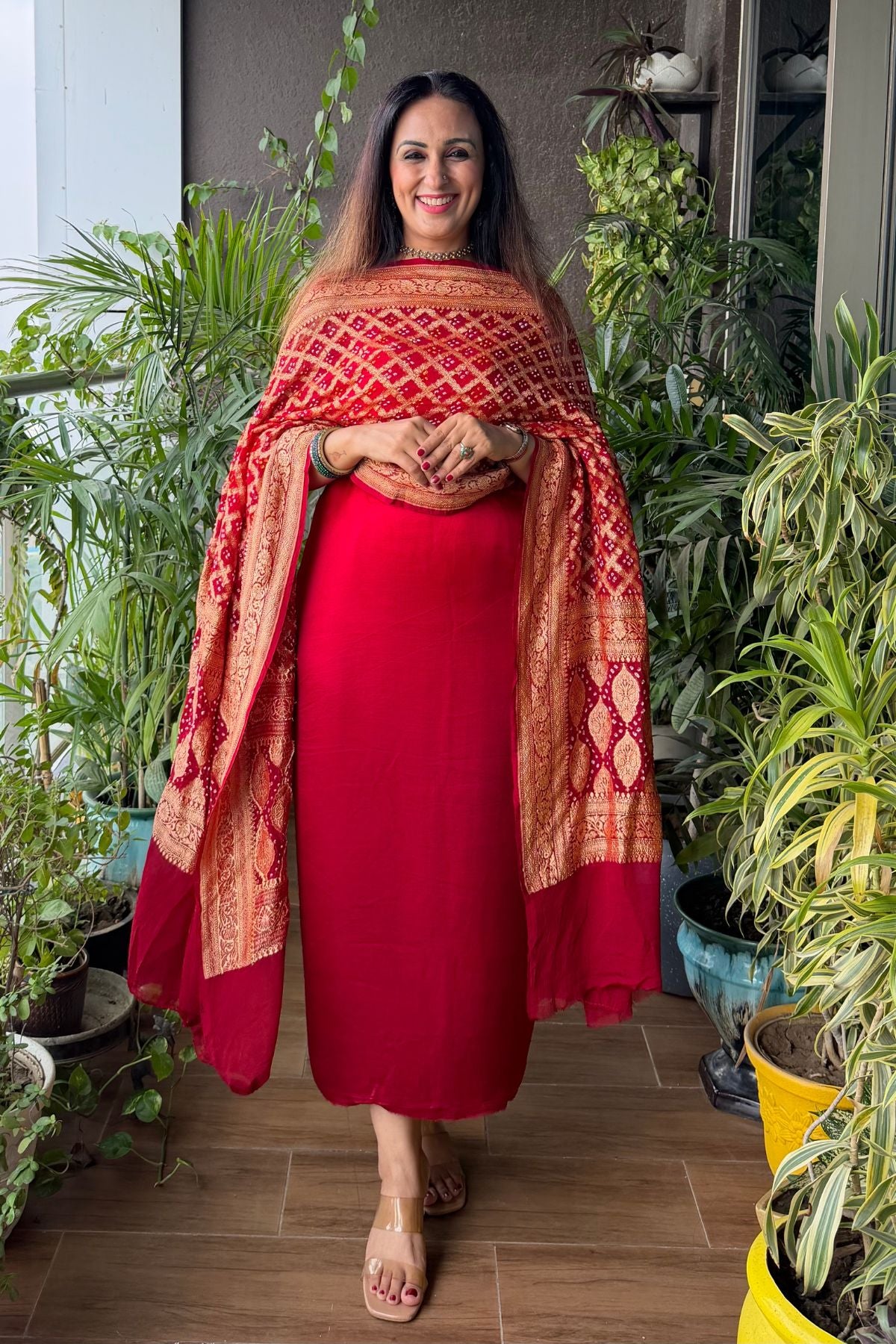 Banarasi khaddi georgette bandhani sets!!!