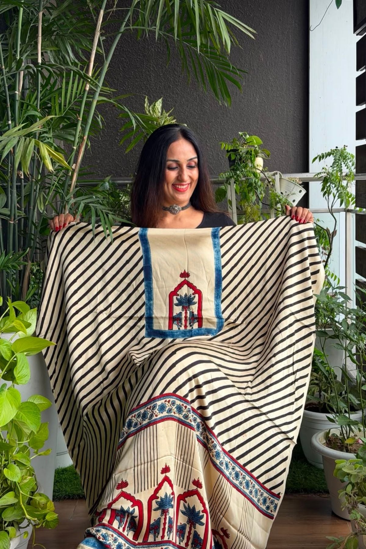 Ajrakh kurta fabric on pure modal !!