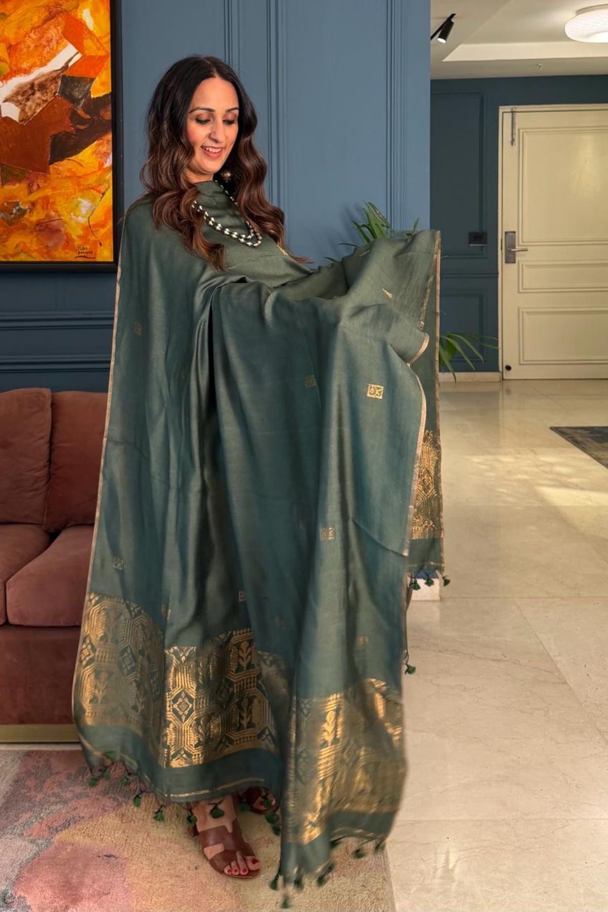 Premium Bangalore cotton with Banarasi weave kurta dupatta sets