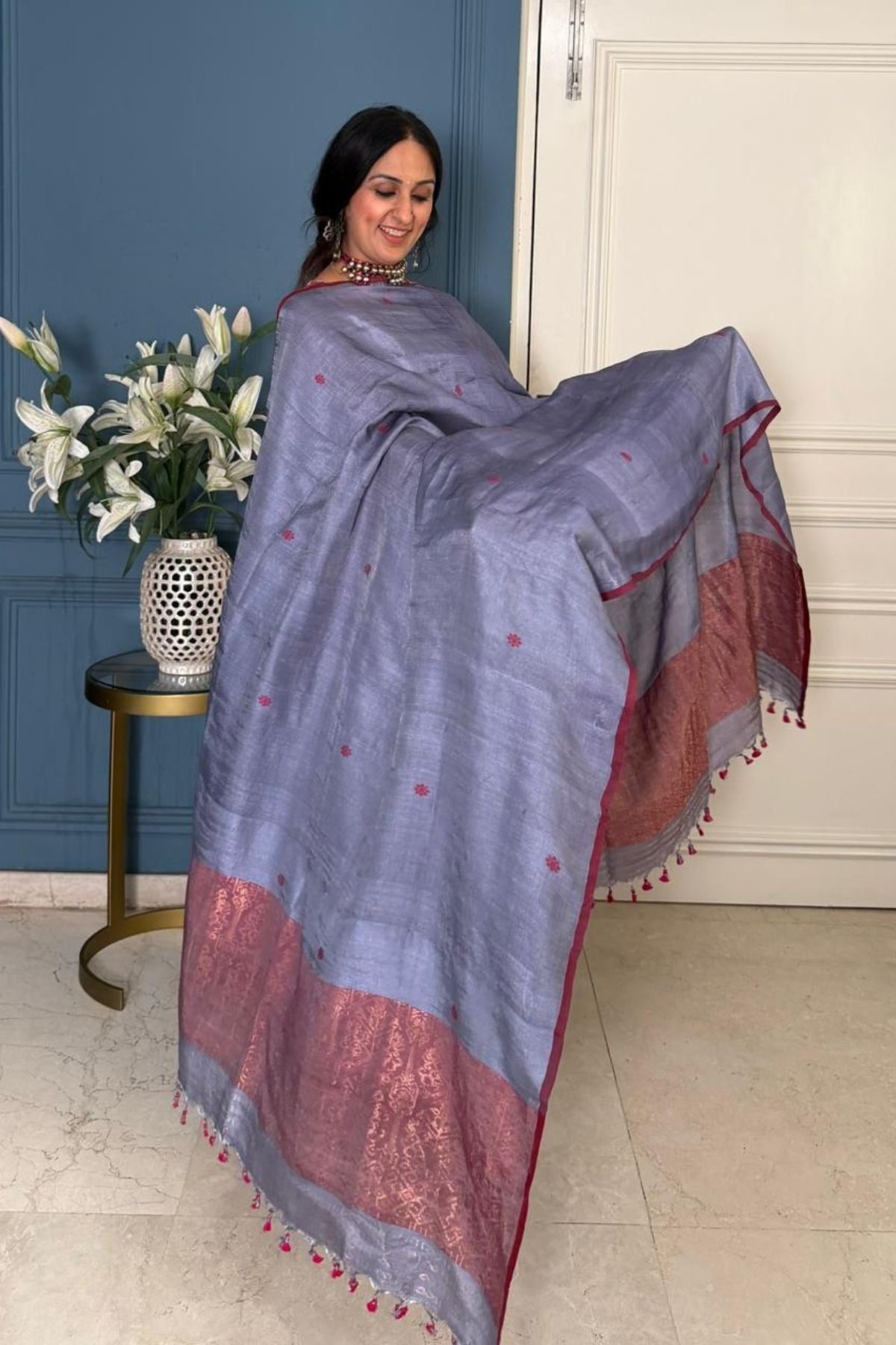 Tangail weave on Pure Tussar Silk -Kurta Dupatta set