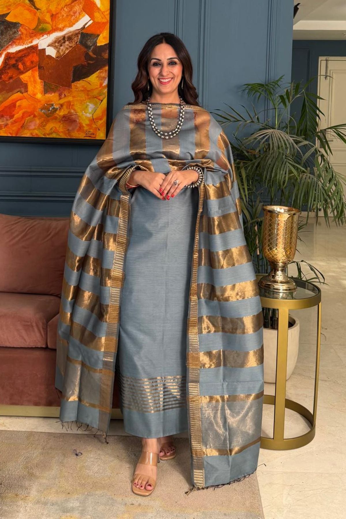 Maheshwari silk kurta dupatta set