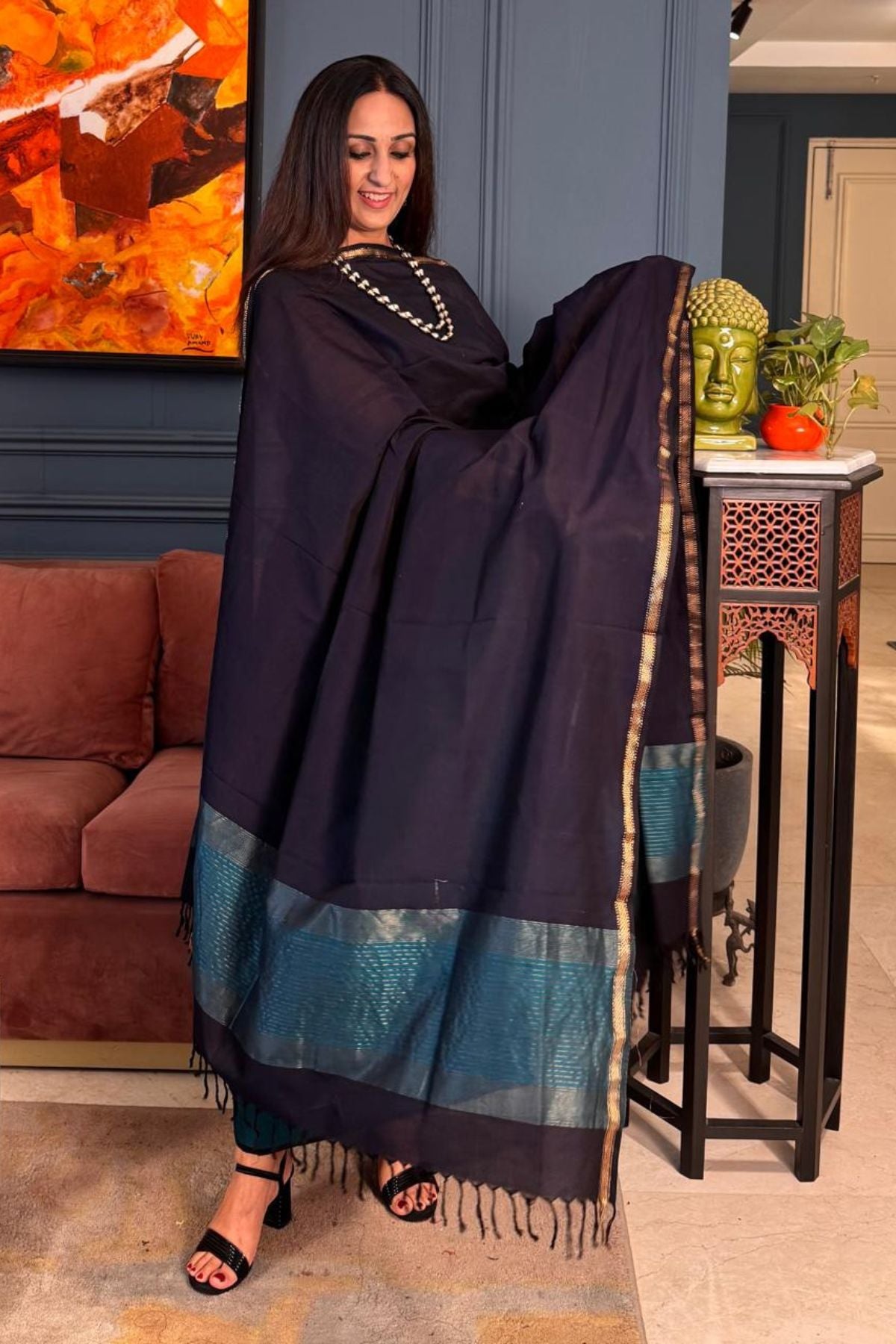 Handloom Maheshwari cotton kurta dupatta sets