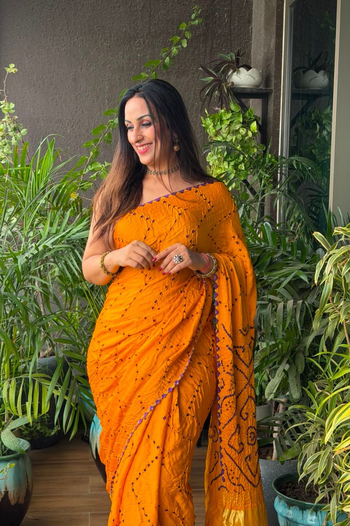 Handcrafted bandhani saree on pure modal!!!
