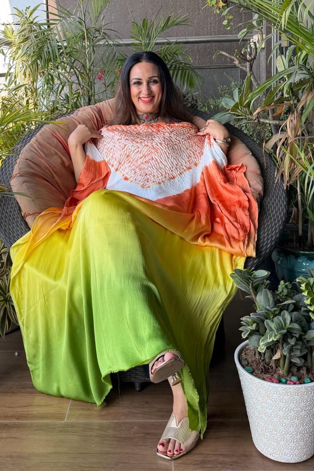 Handblocked Shibori shaded kurta on pure Modal